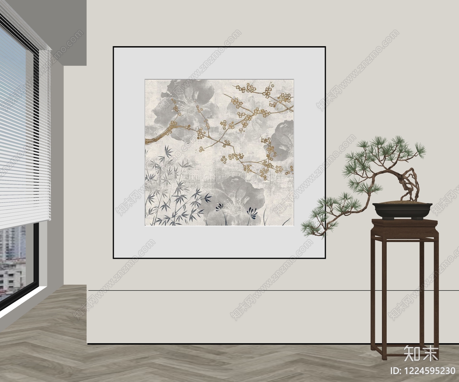 新中式挂画SU模型下载【ID:1224595230】