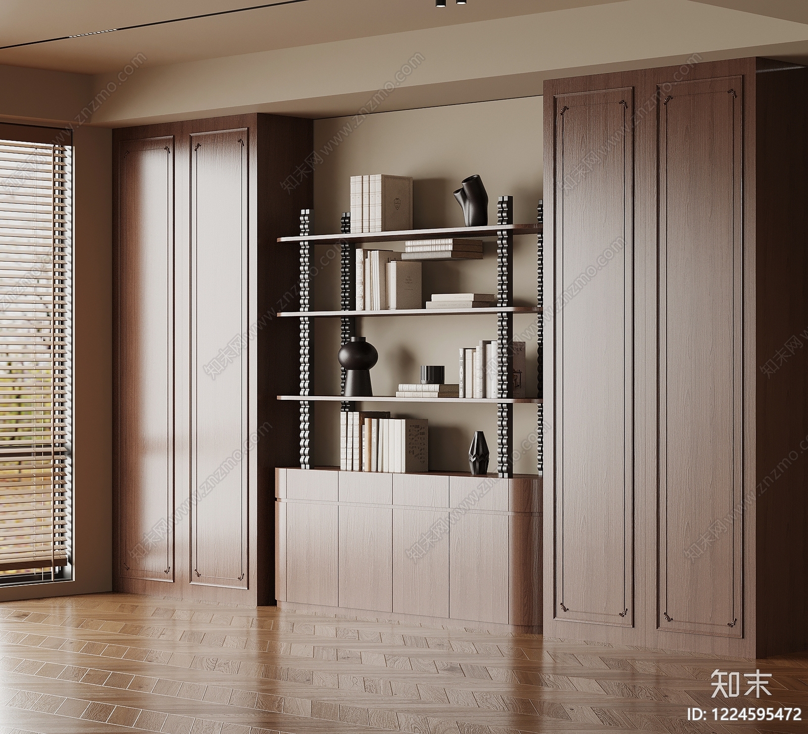 现代简约书柜SU模型下载【ID:1224595472】