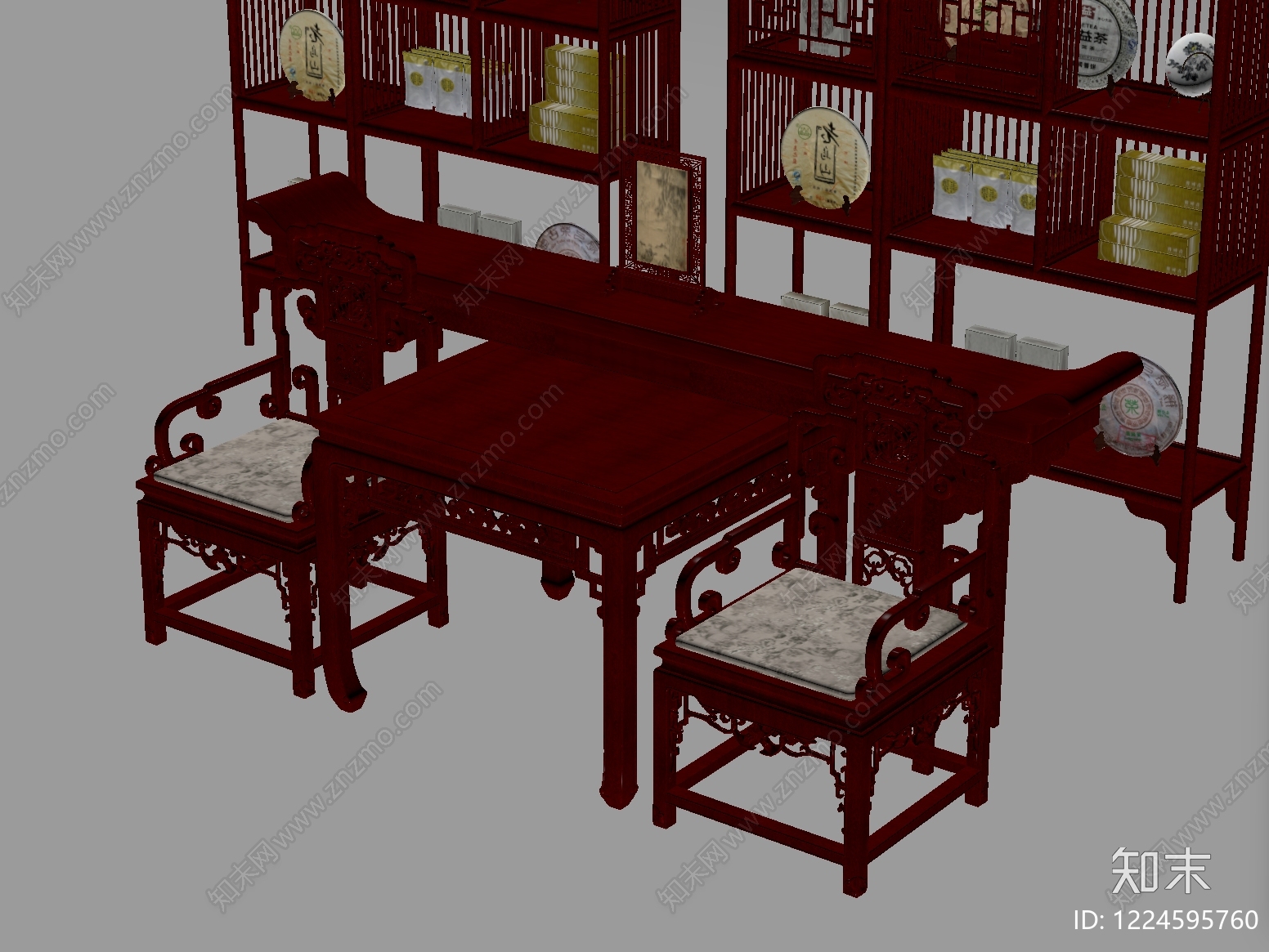 中式茶桌椅SU模型下载【ID:1224595760】