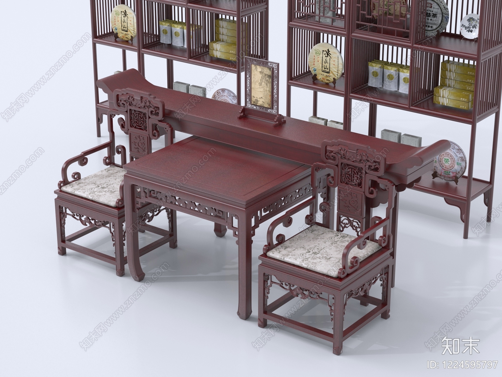 中式茶桌椅3D模型下载【ID:1224595797】
