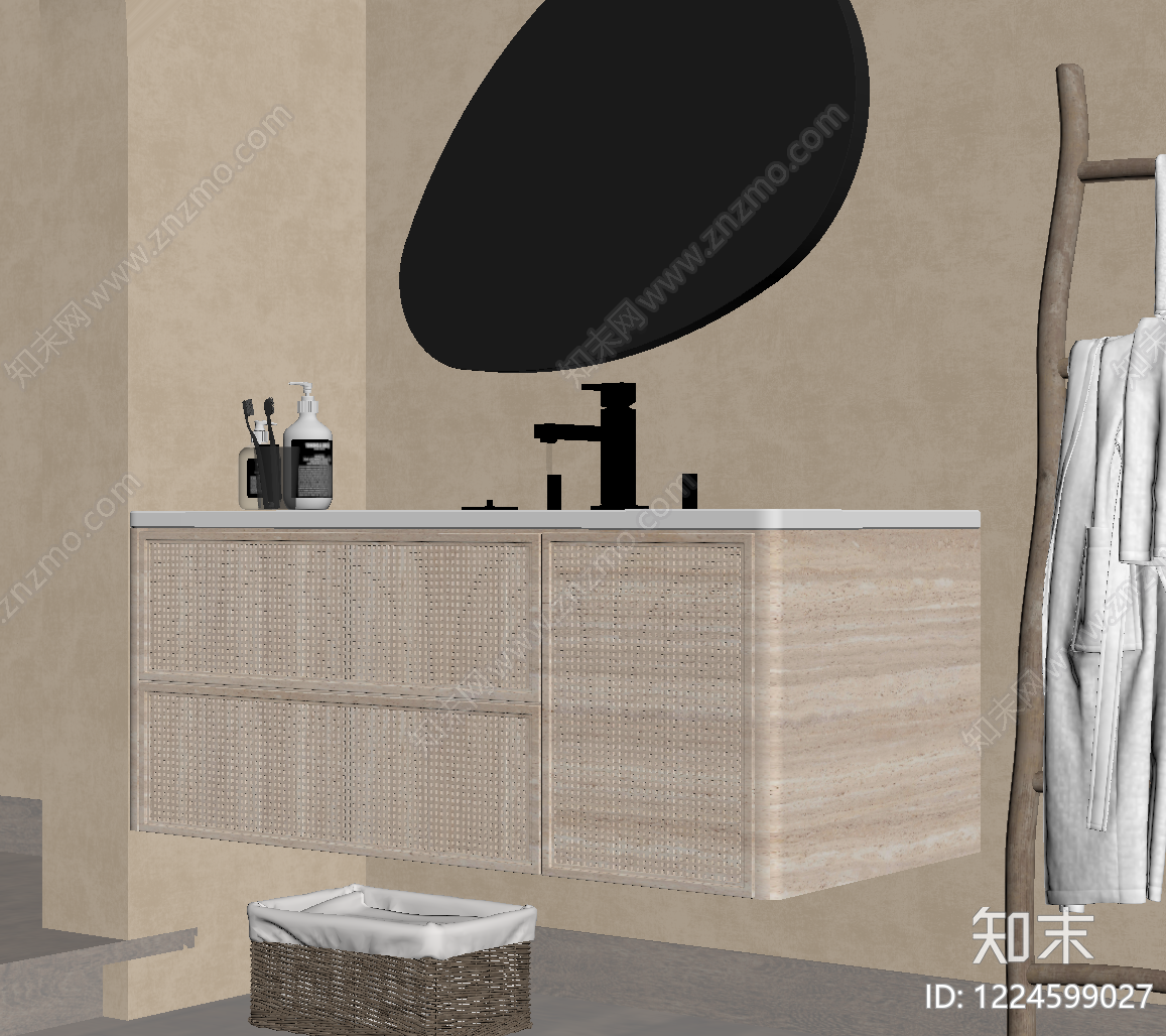 侘寂卫生间SU模型下载【ID:1224599027】