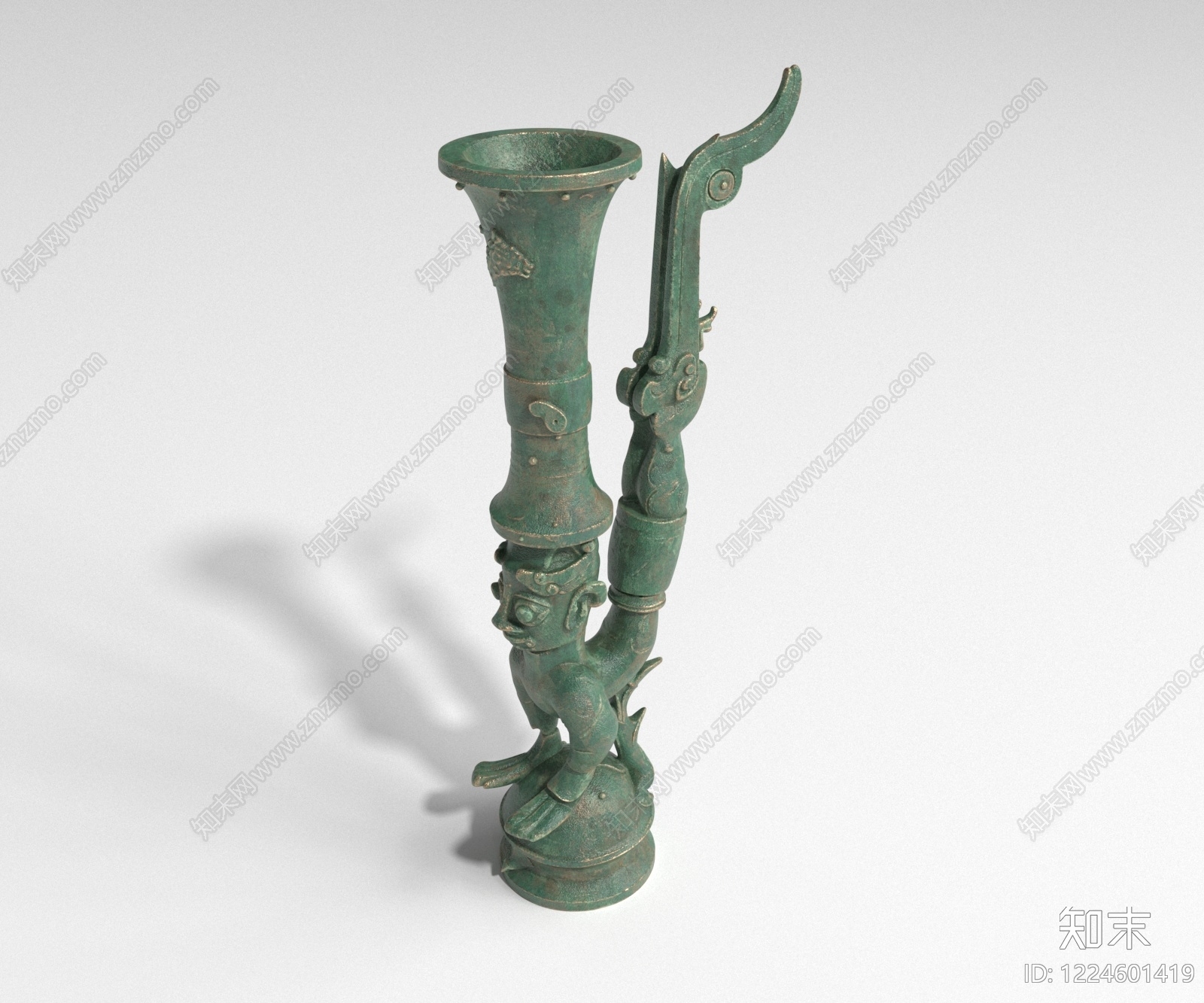 中式花瓶3D模型渲染效果图