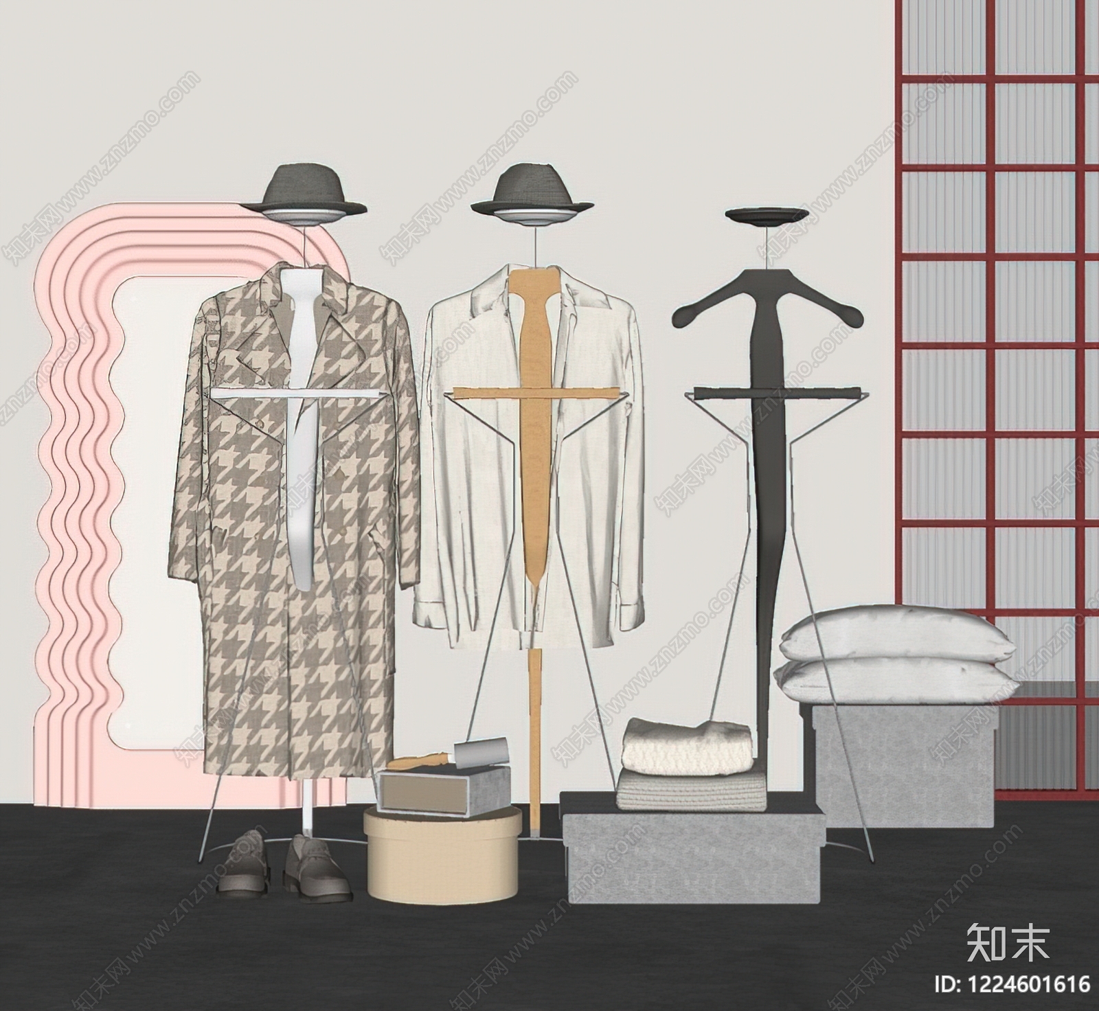 现代晾衣架SU模型下载【ID:1224601616】