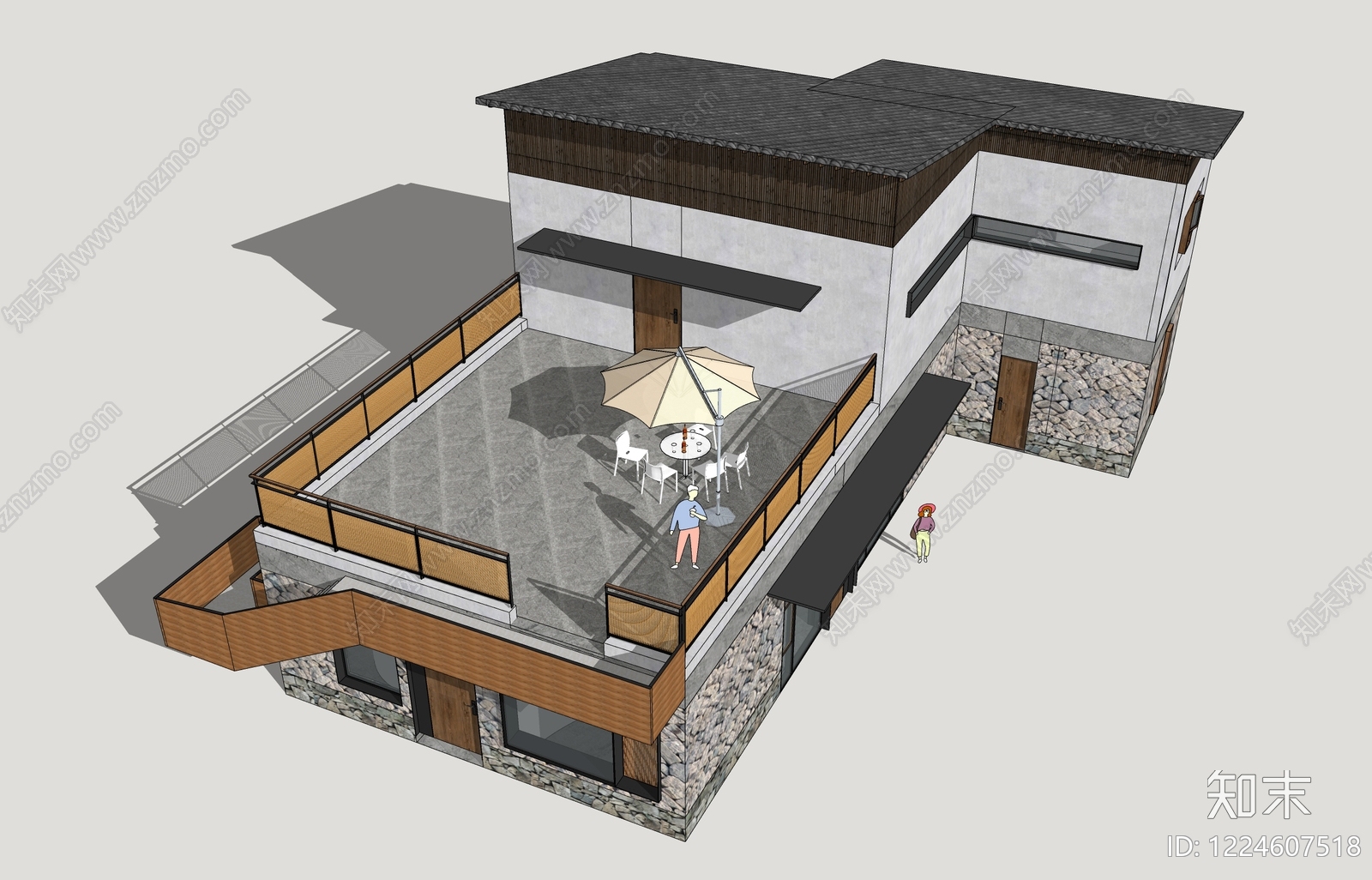 现代民宿建筑SU模型下载【ID:1224607518】
