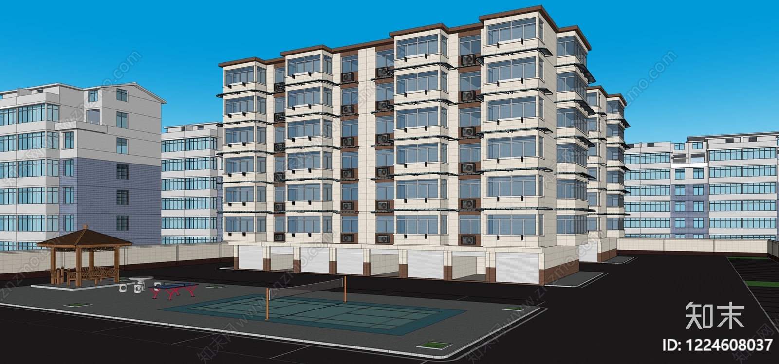 现代主义多层住宅SU模型下载【ID:1224608037】