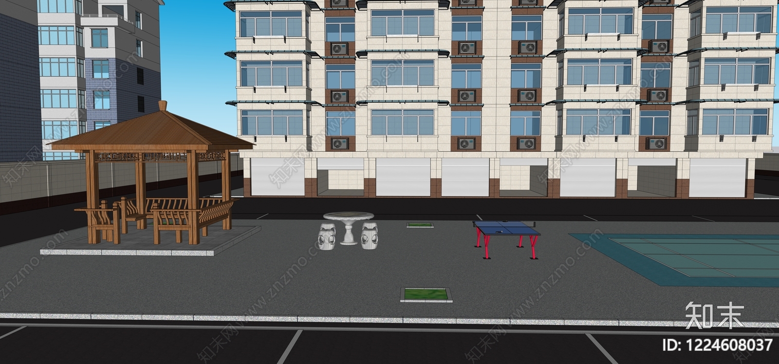 现代主义多层住宅SU模型下载【ID:1224608037】