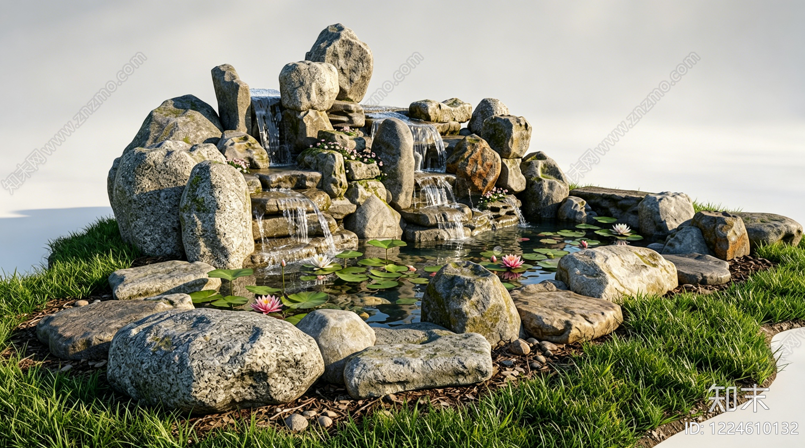 传统园林假山水景3D模型下载【ID:1224610132】