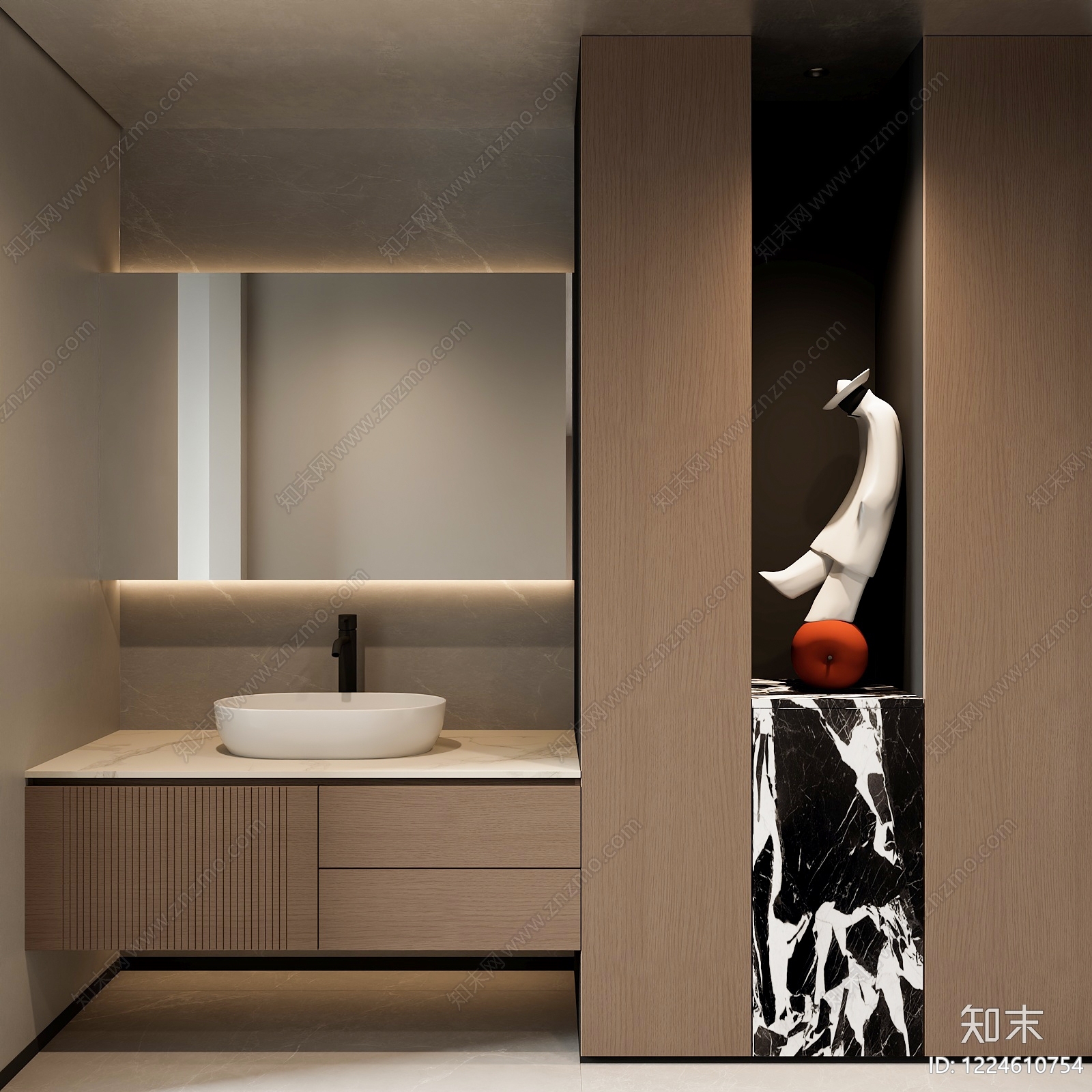 意式极简洗手台SU模型下载【ID:1224610754】