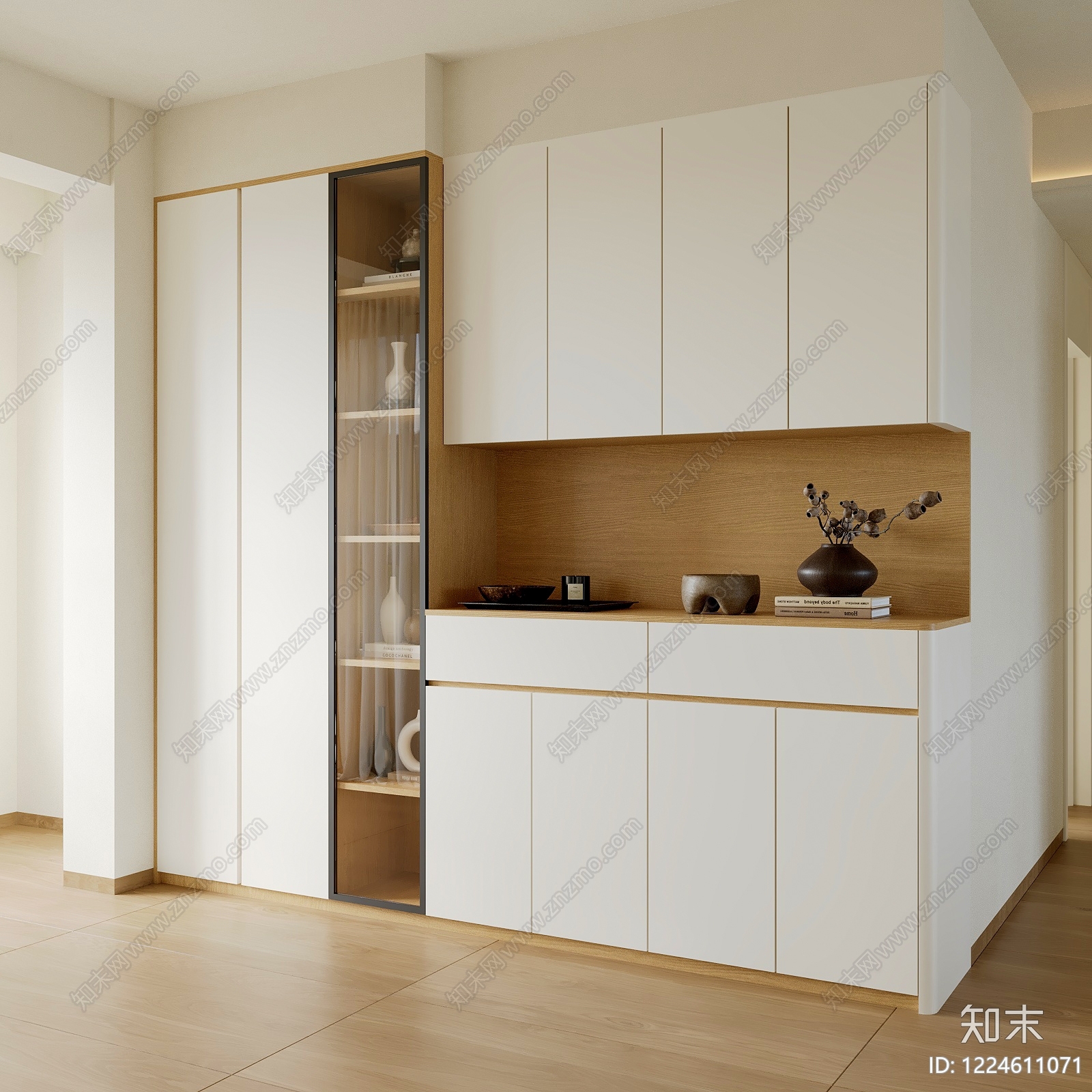 原木风餐边柜3D模型下载【ID:1224611071】