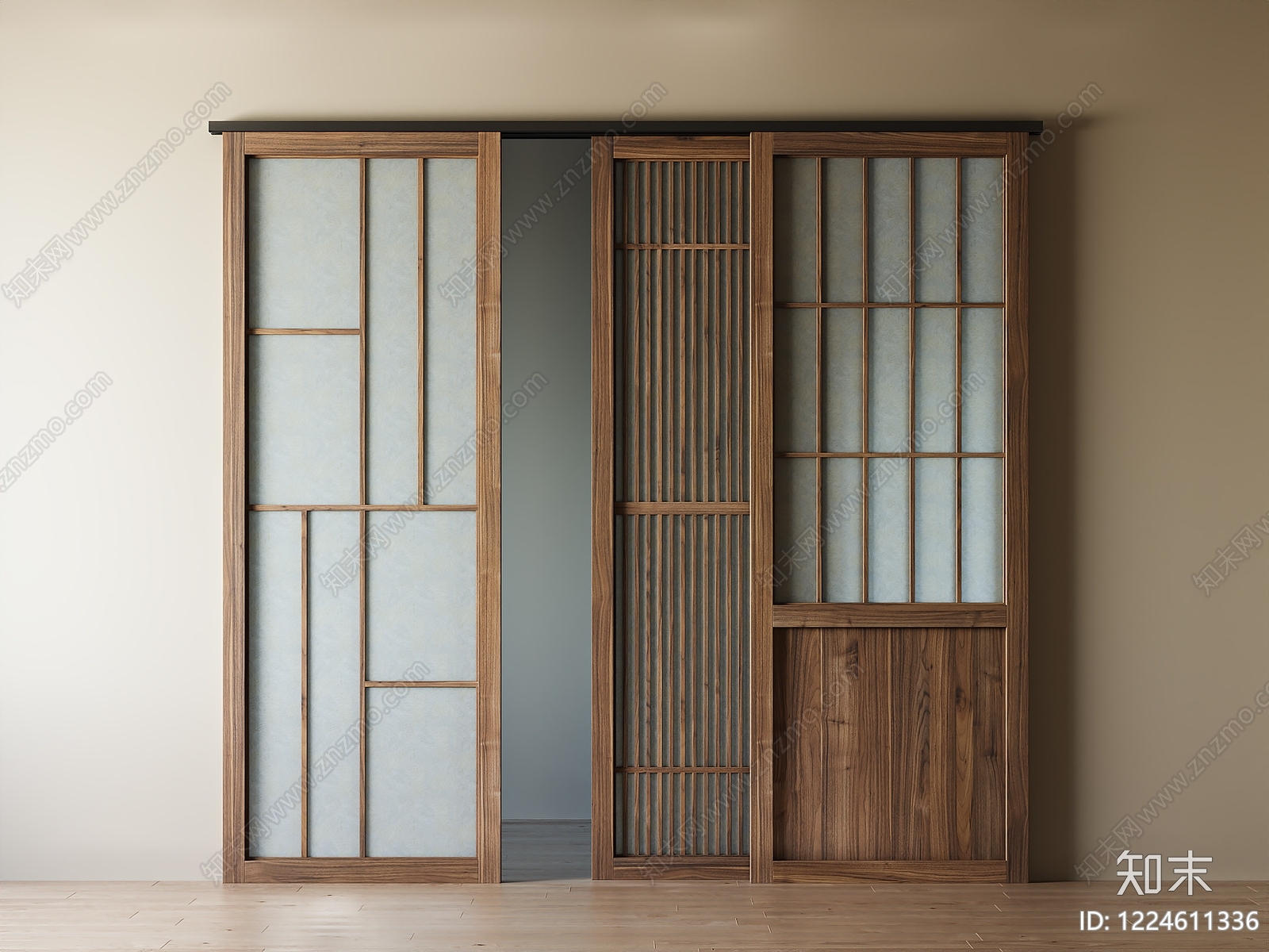 日式推拉门SU模型下载【ID:1224611336】
