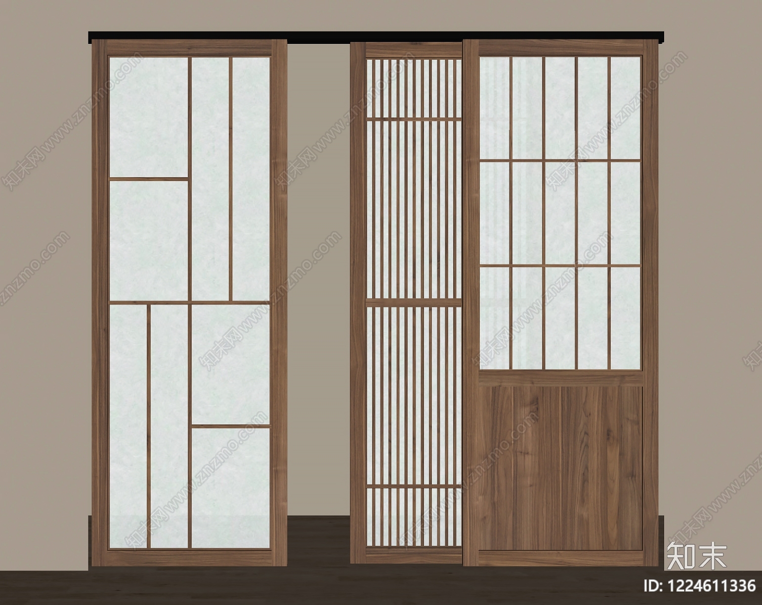 日式推拉门SU模型下载【ID:1224611336】