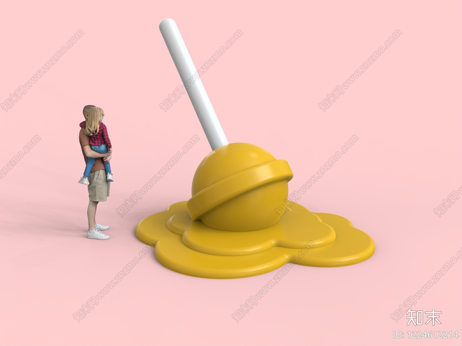 极简城市广场装置3D模型渲染效果图
