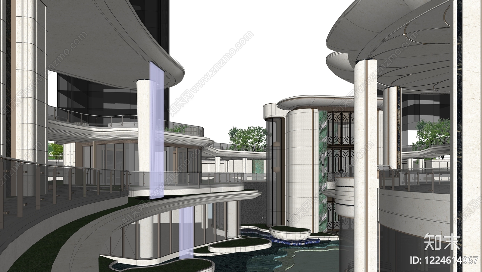 现代小区建筑SU模型下载【ID:1224614967】