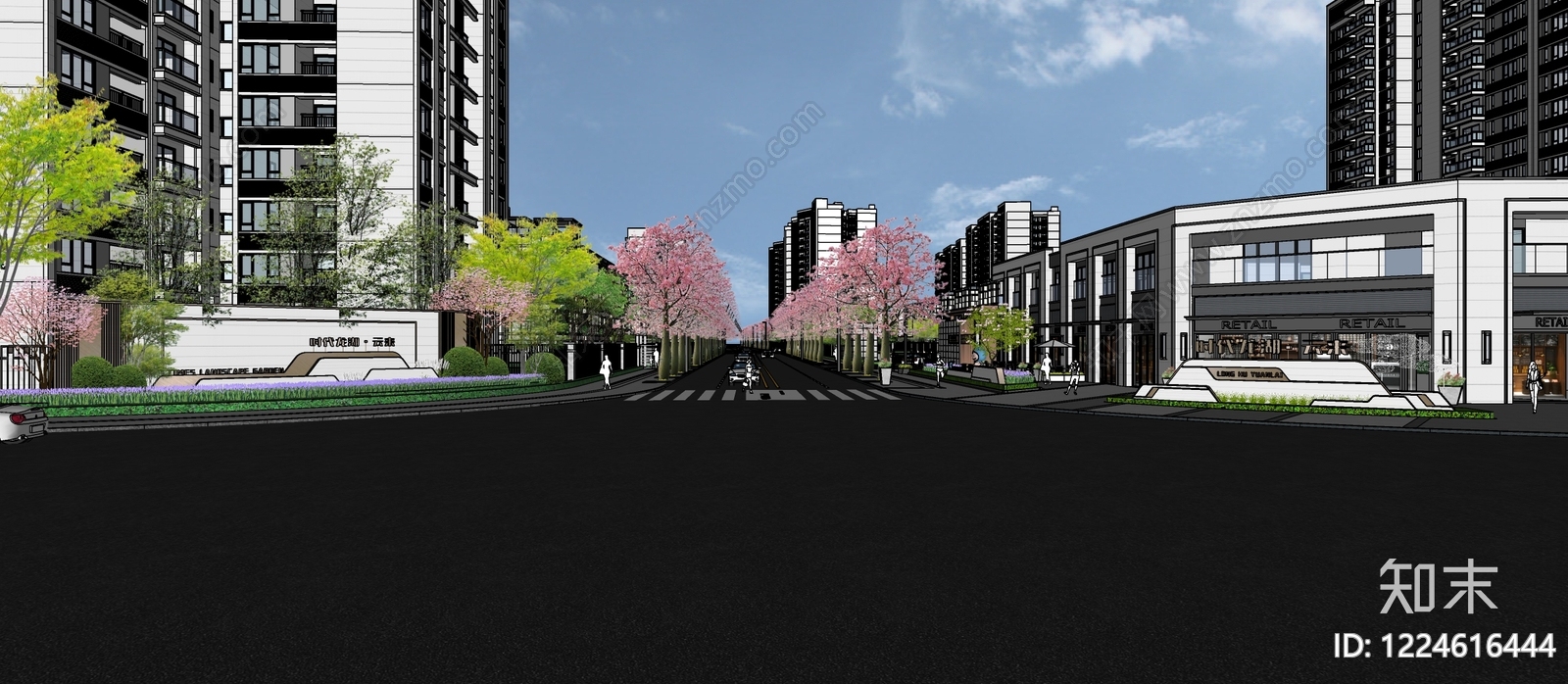 现代主义小区建筑SU模型下载【ID:1224616444】