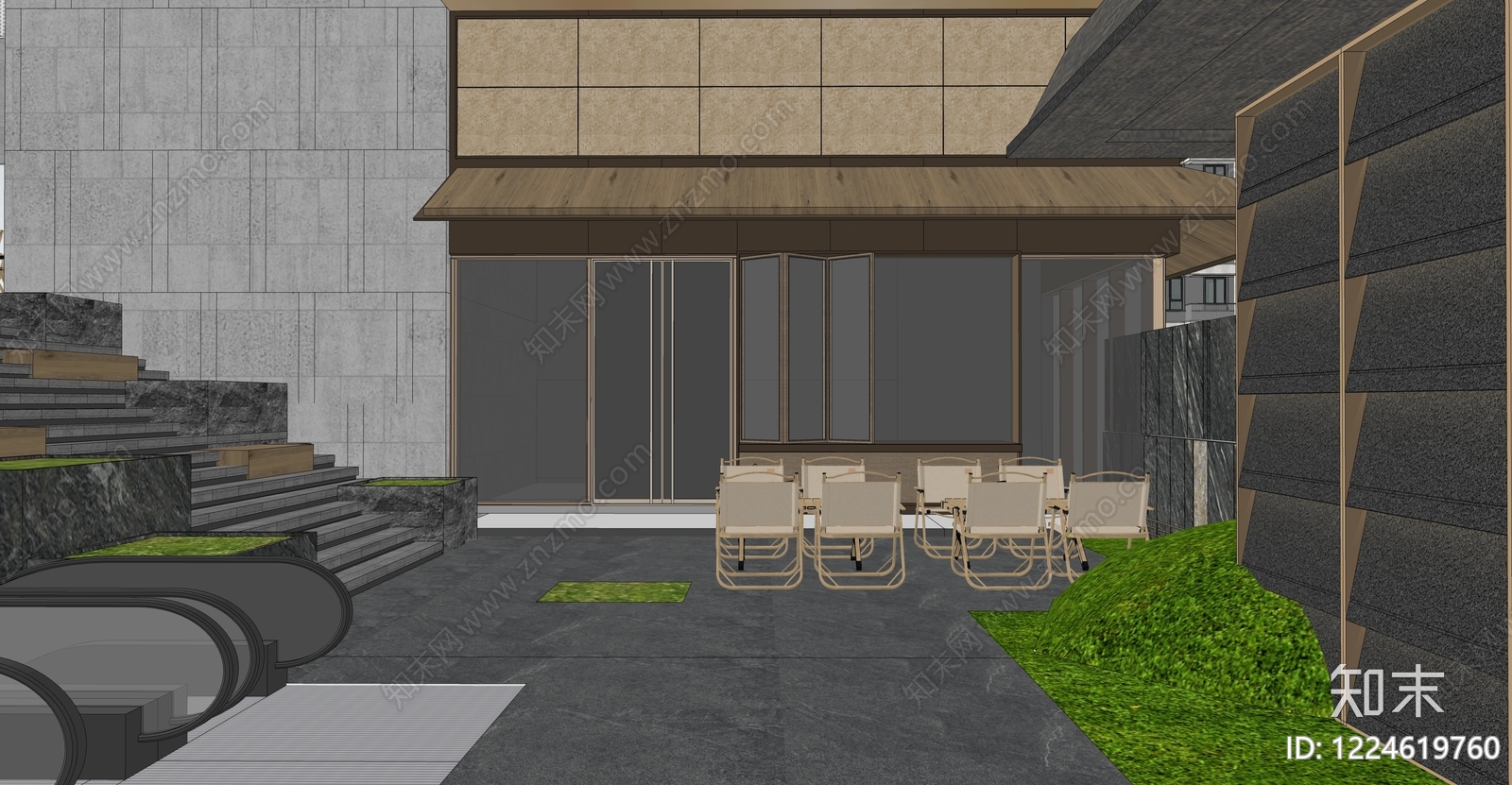 现代小区景观SU模型下载【ID:1224619760】