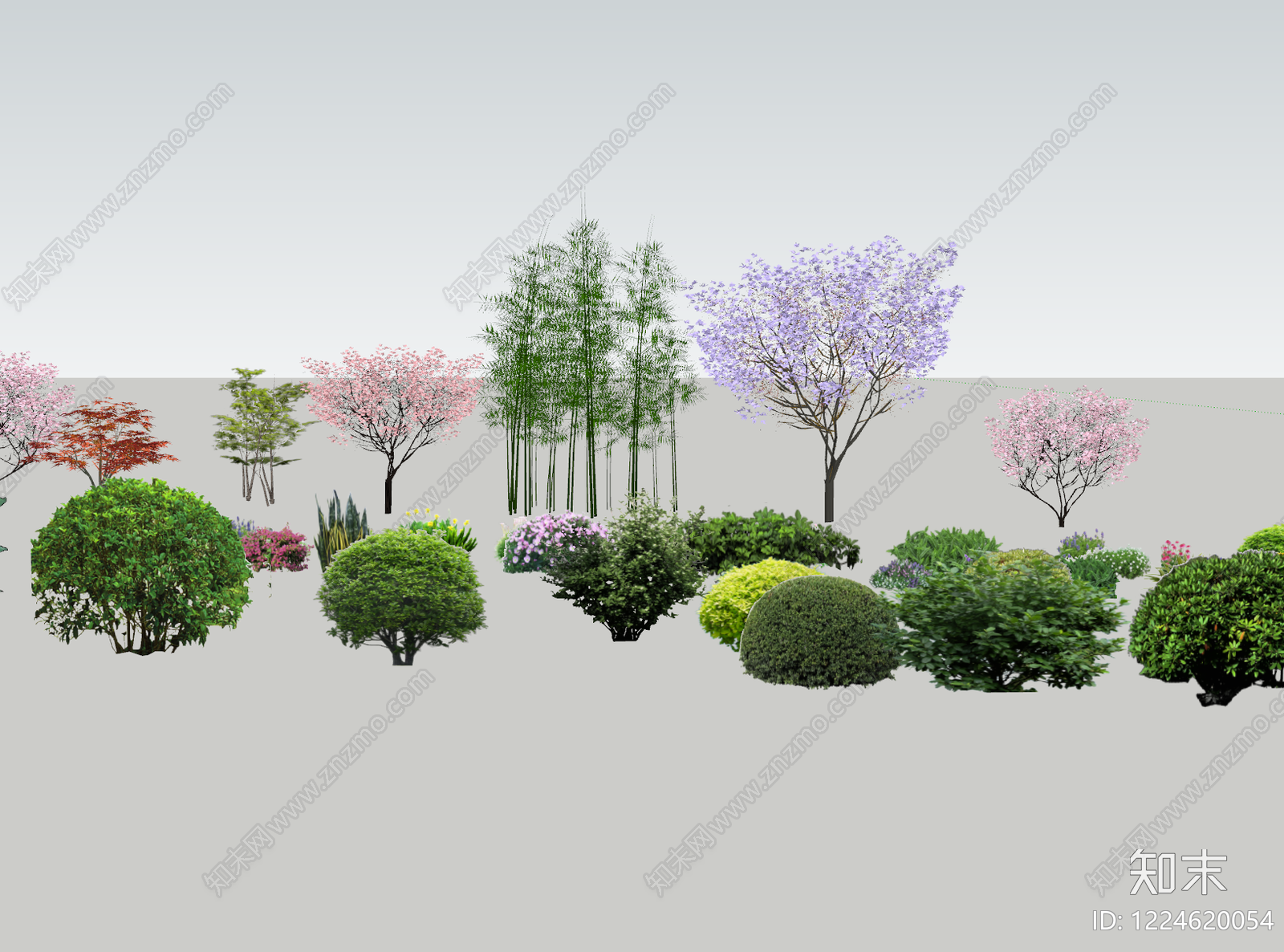 现代主义植物组合SU模型下载【ID:1224620054】