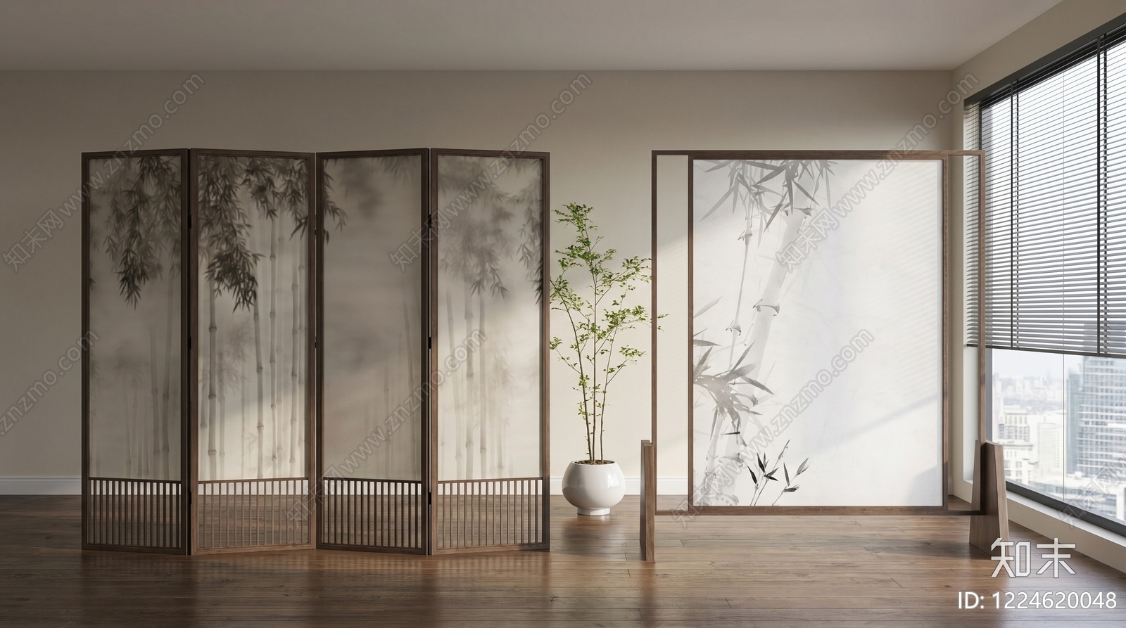 新中式屏风SU模型下载【ID:1224620048】