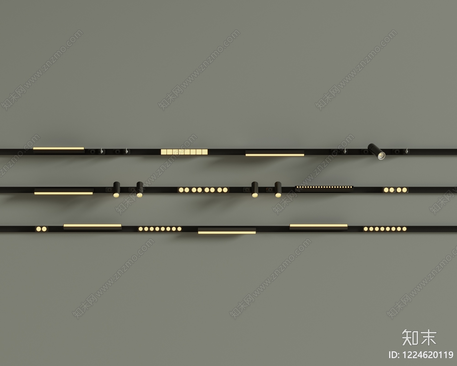 极简筒灯射灯组合3D模型下载【ID:1224620119】