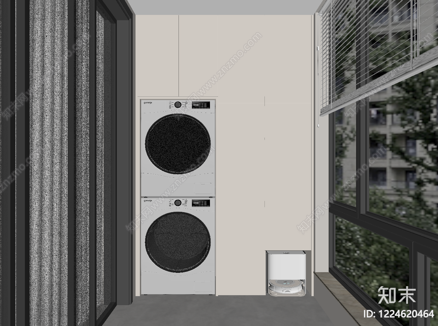 极简家居阳台SU模型下载【ID:1224620464】