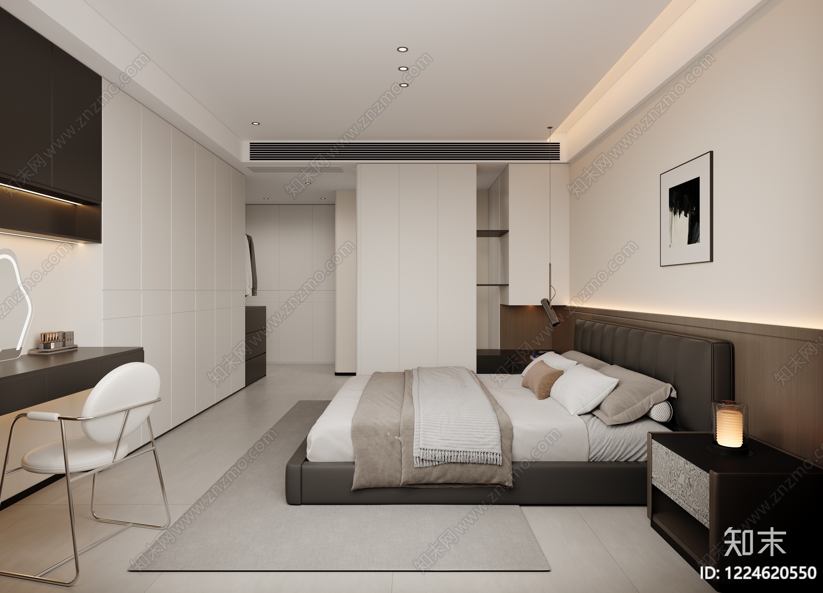 现代简约主卧3D模型下载【ID:1224620550】