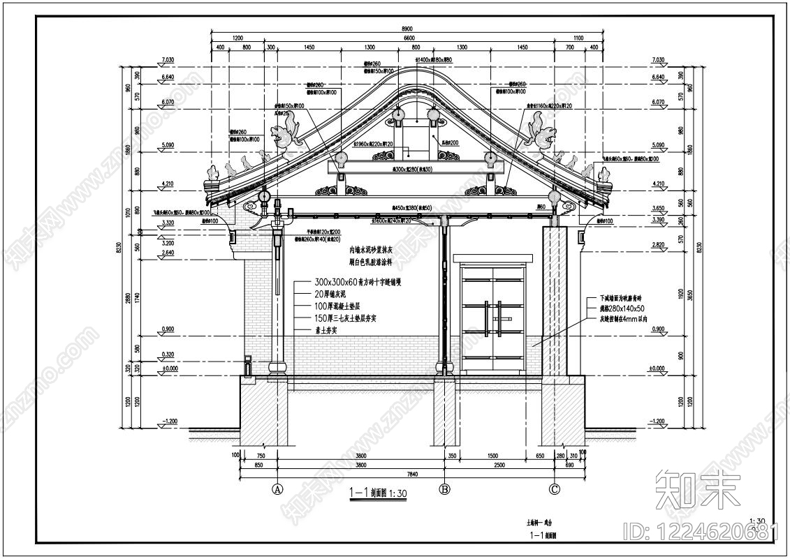 寺庙cad施工图下载【ID:1224620681】