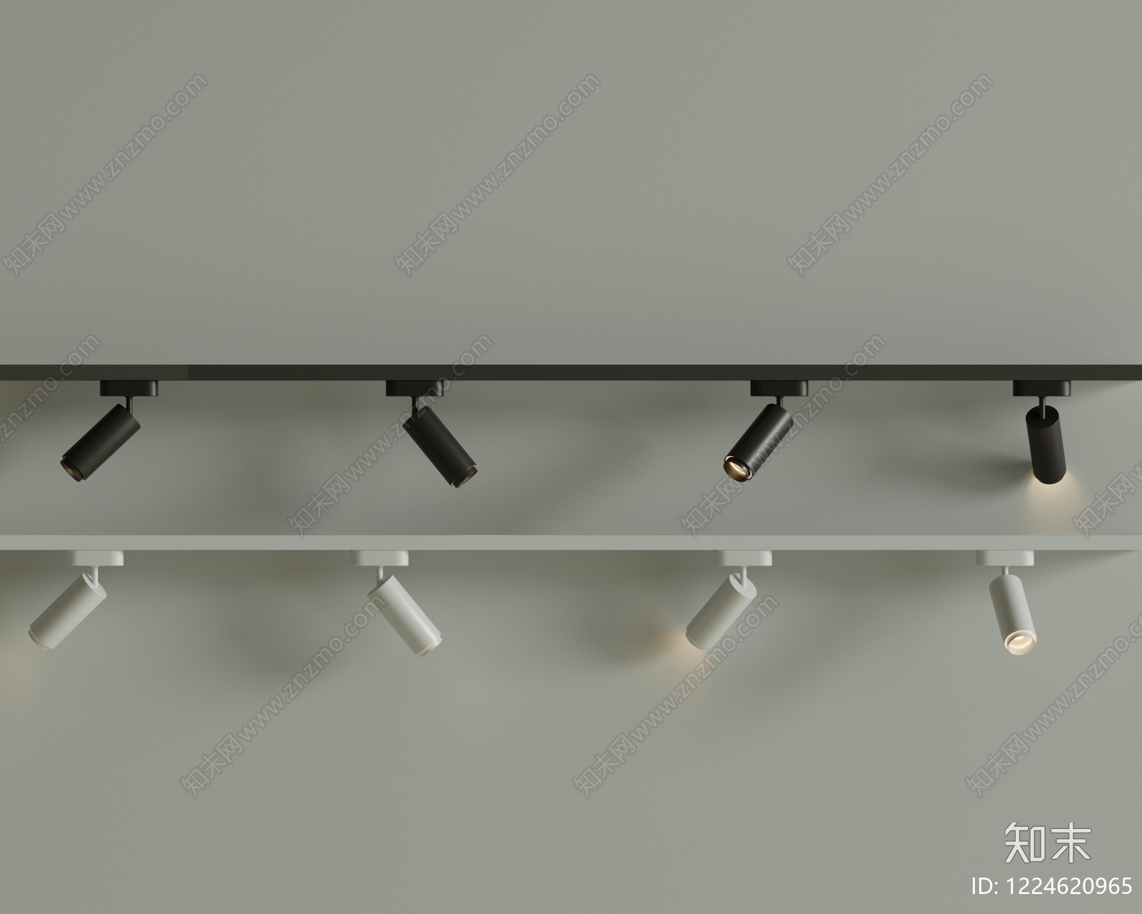 极简筒灯射灯组合3D模型下载【ID:1224620965】