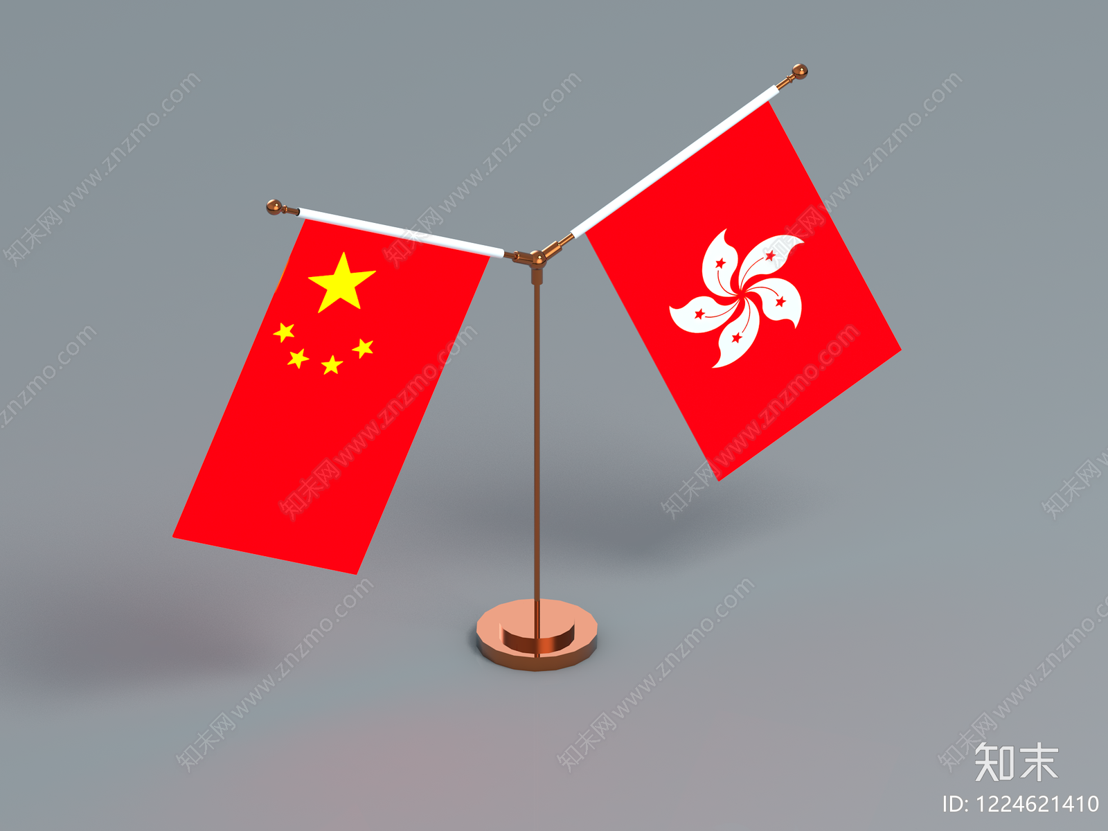 轻奢旗帜徽章3D模型渲染效果图