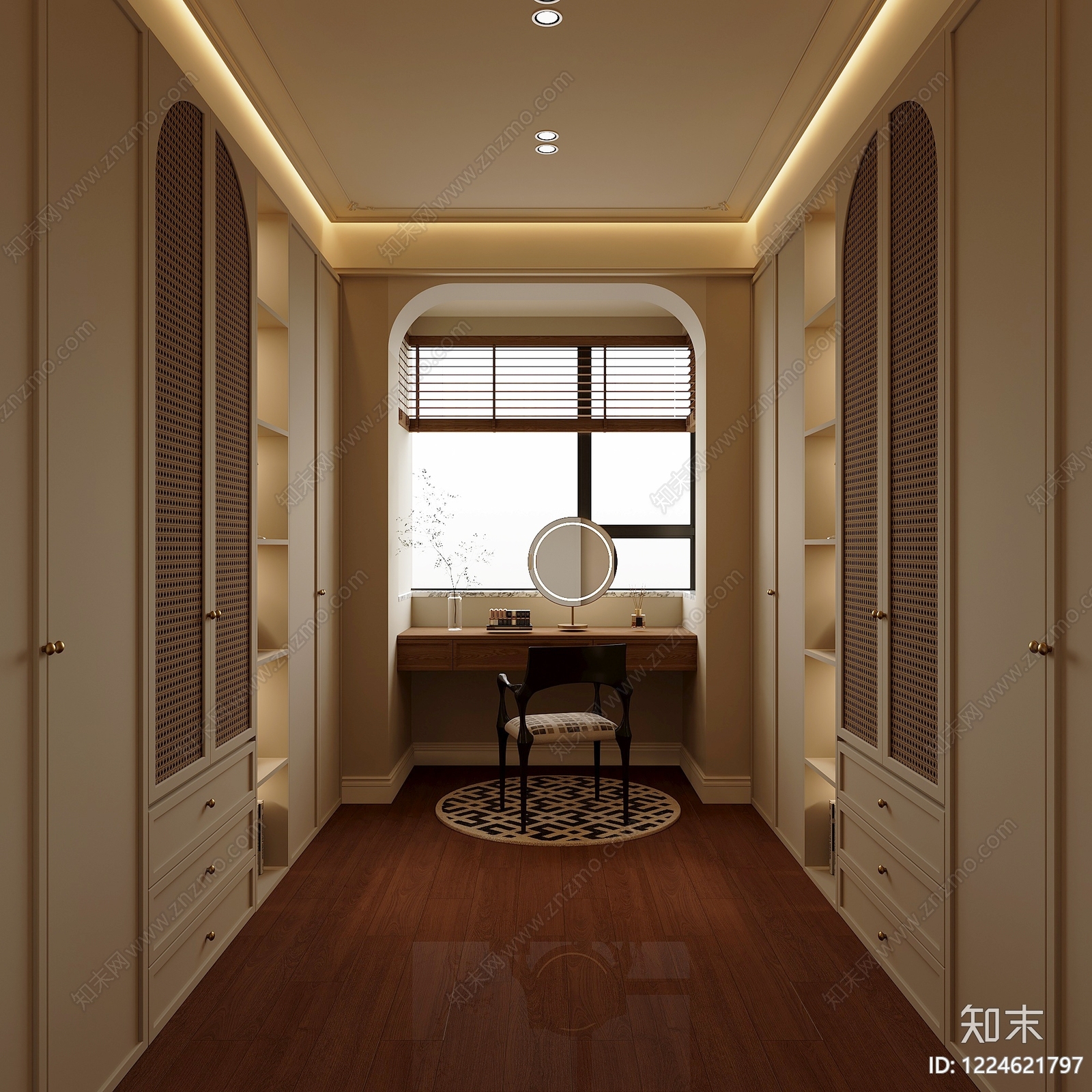 中古风衣帽间SU模型下载【ID:1224621797】