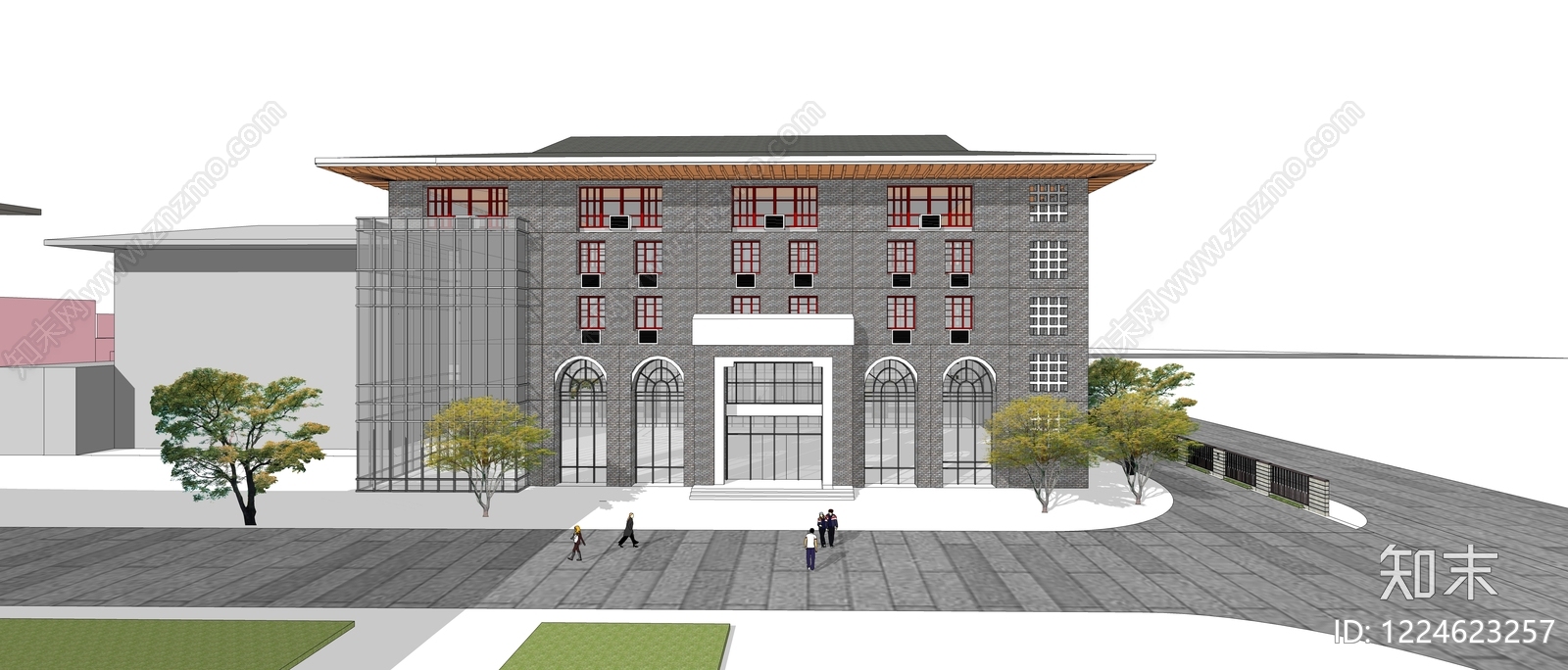 新中式大学教学楼SU模型草图