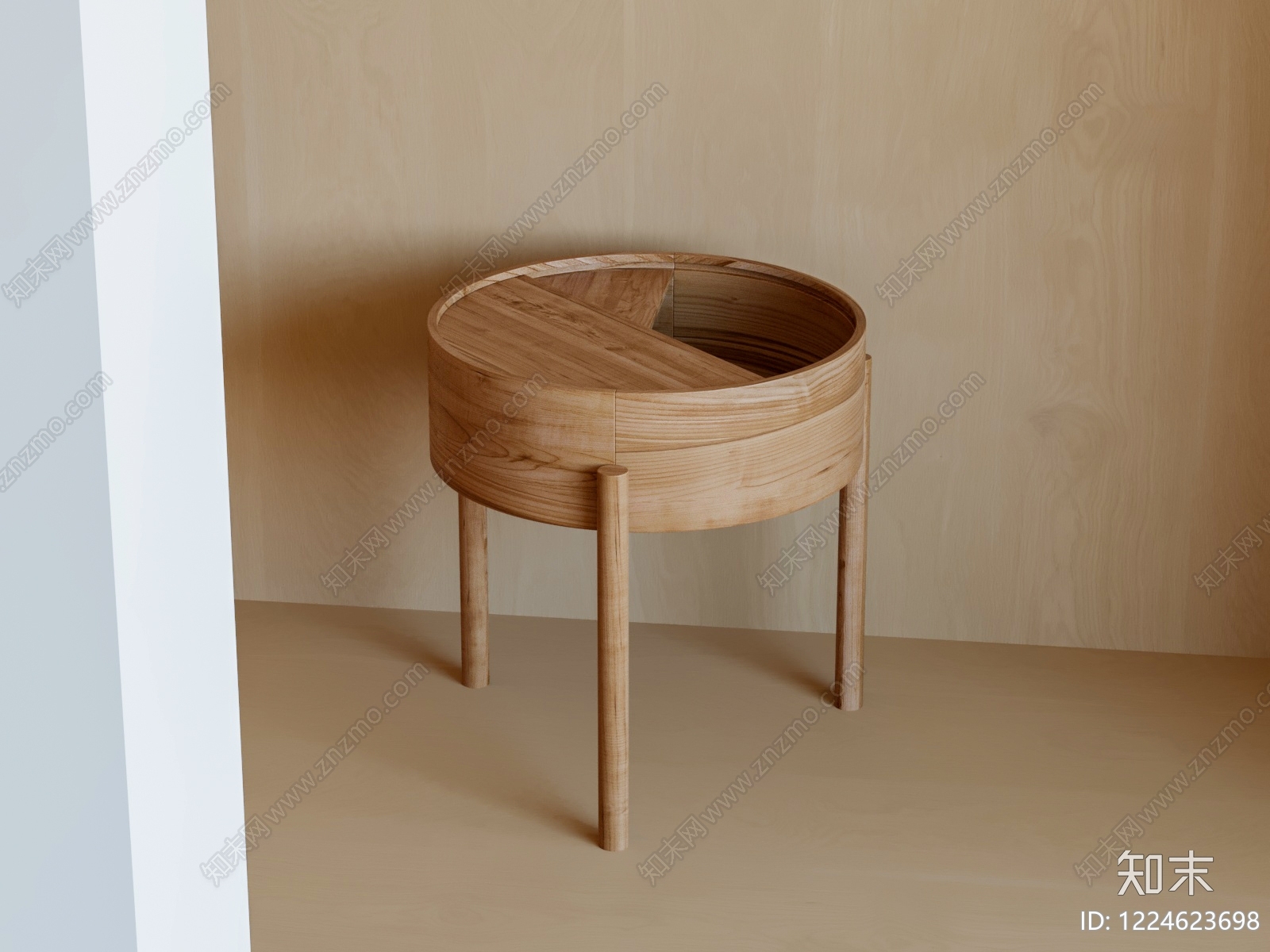 原木风边几SU模型下载【ID:1224623698】