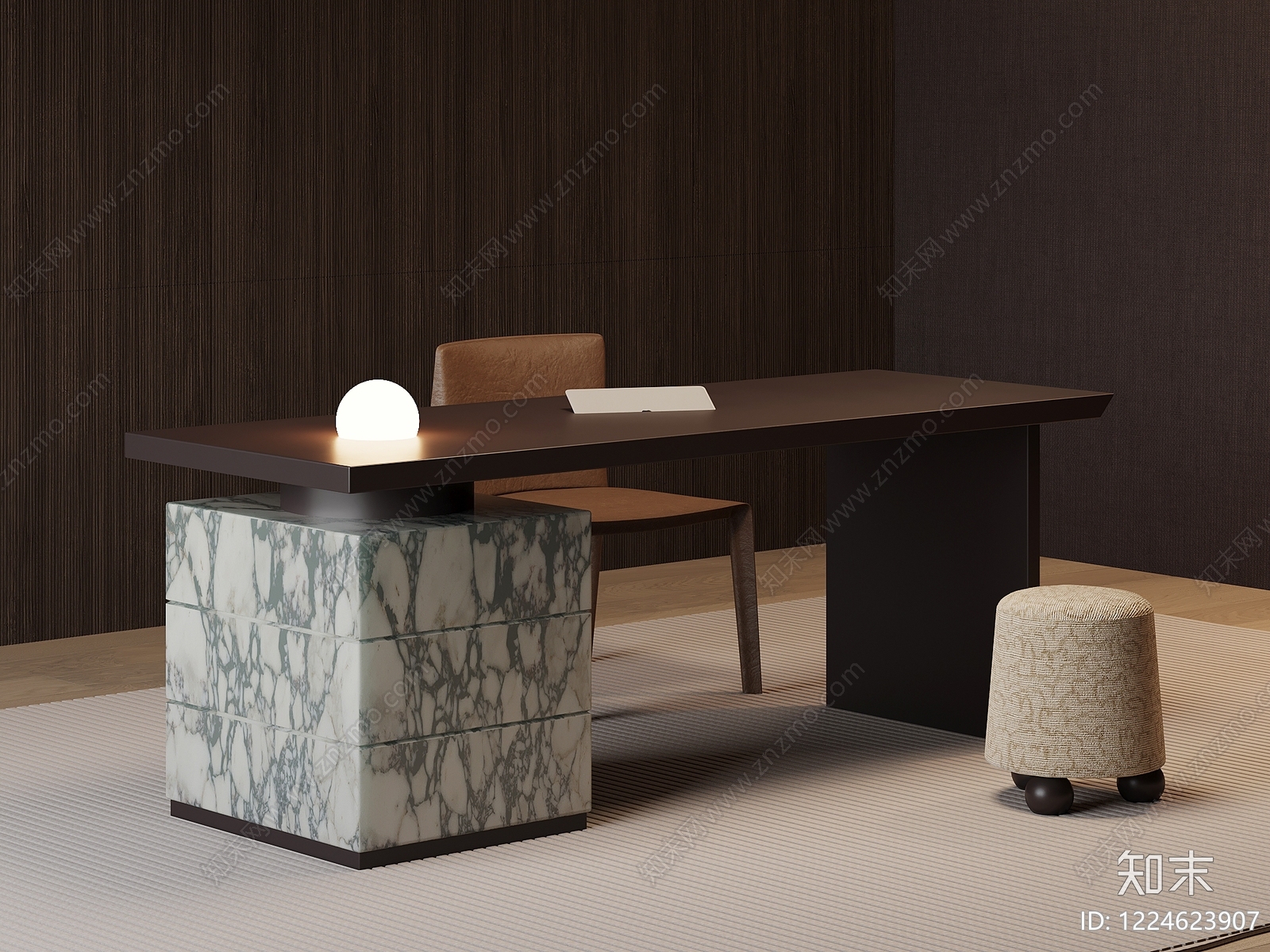 意式极简书桌椅3D模型下载【ID:1224623907】