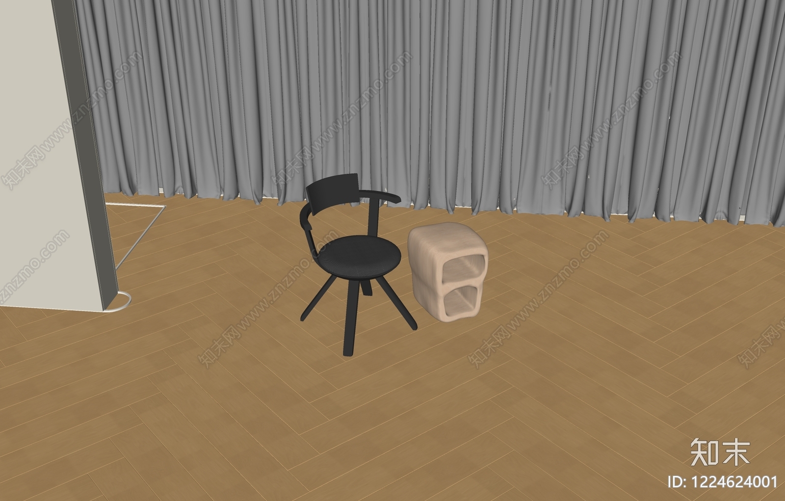 现代休闲椅SU模型下载【ID:1224624001】