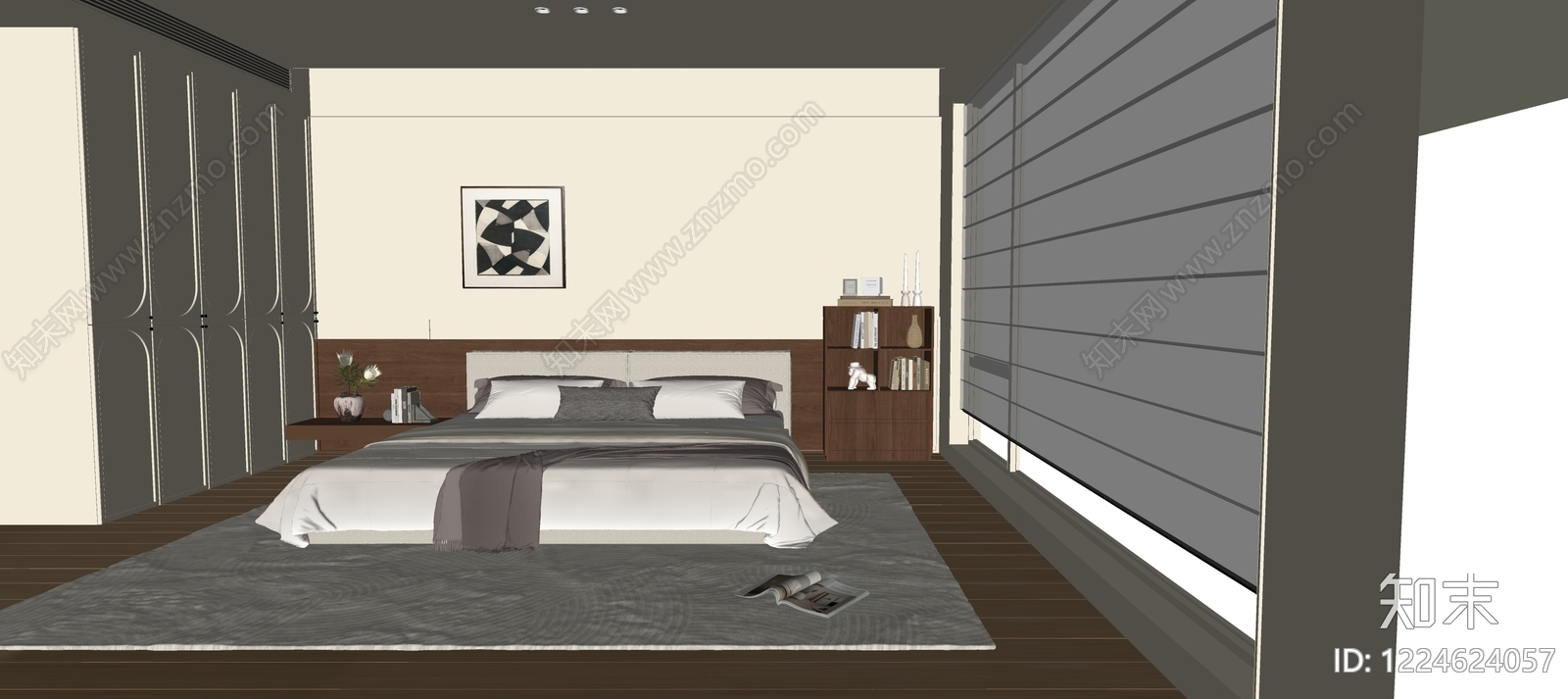 现代简约家居卧室SU模型下载【ID:1224624057】