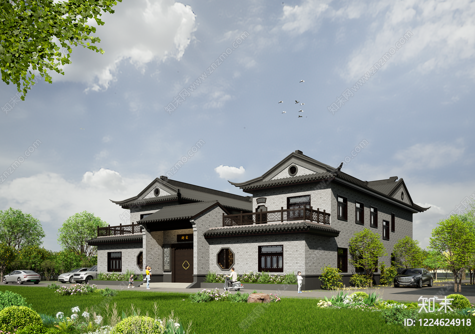 中式古建四合院SU模型草图
