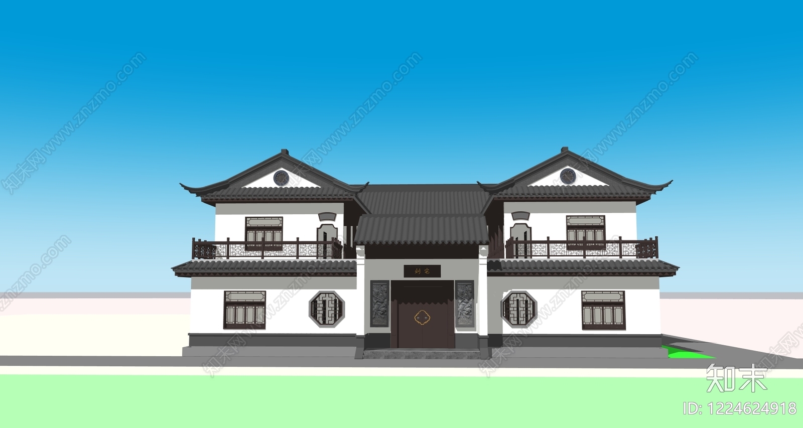 中式古建四合院SU模型下载【ID:1224624918】