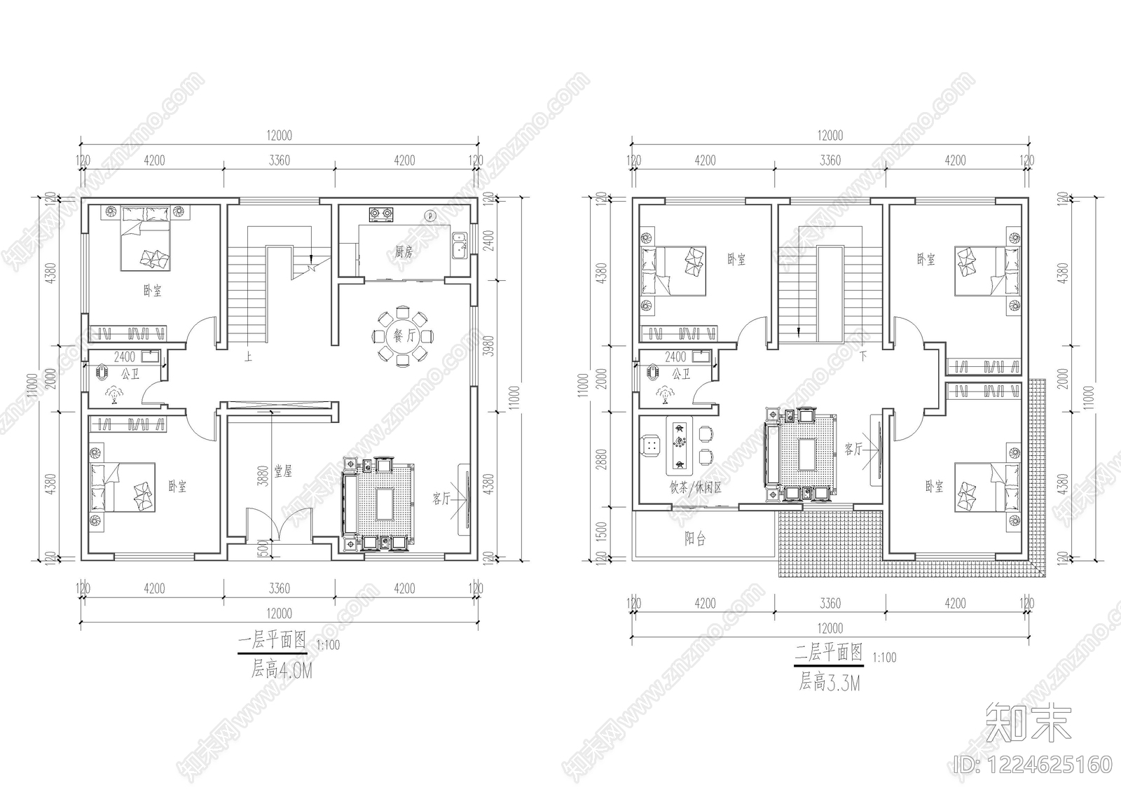 别墅建筑cad施工图下载【ID:1224625160】