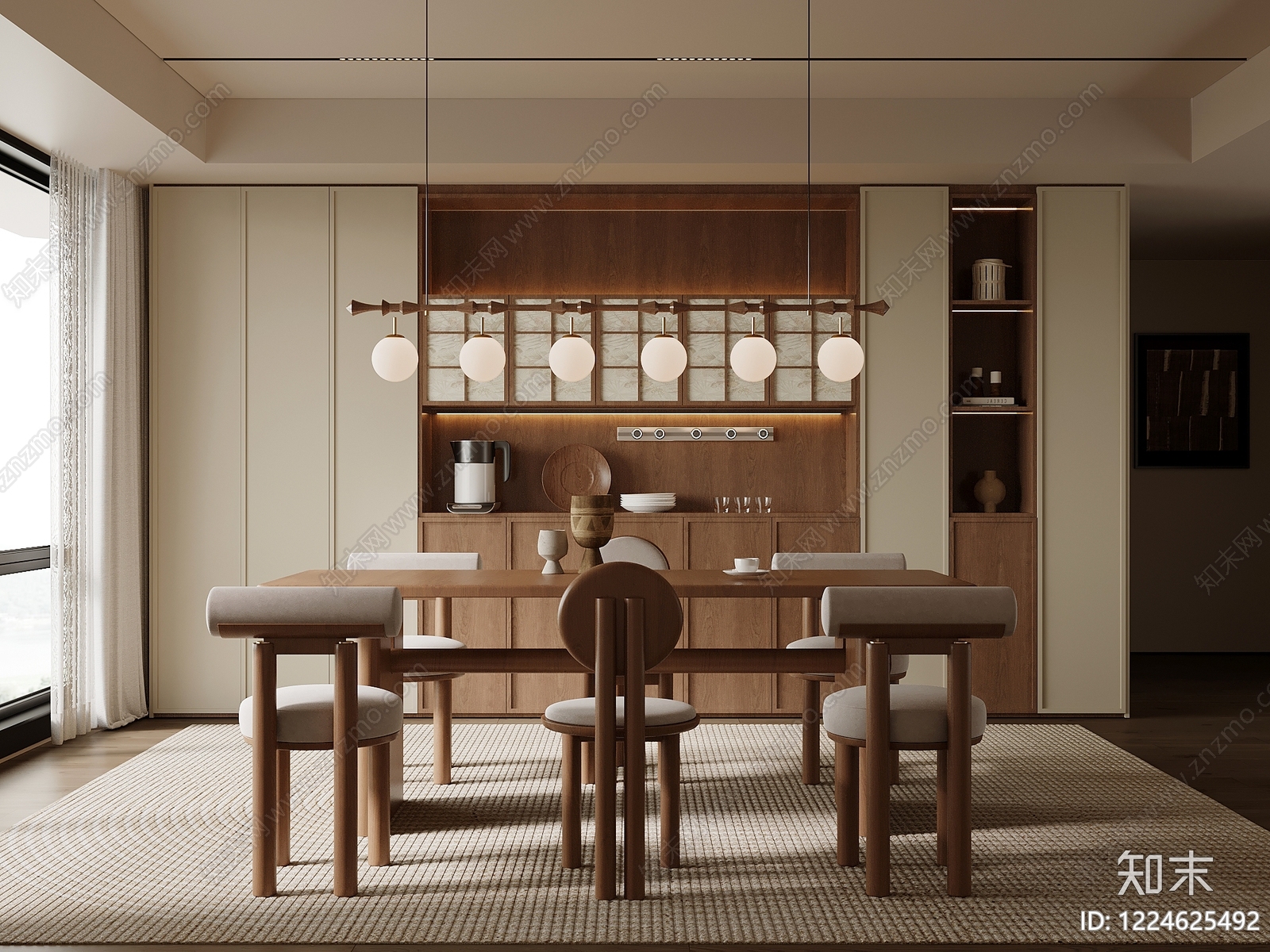 中古风家居餐厅3D模型下载【ID:1224625492】