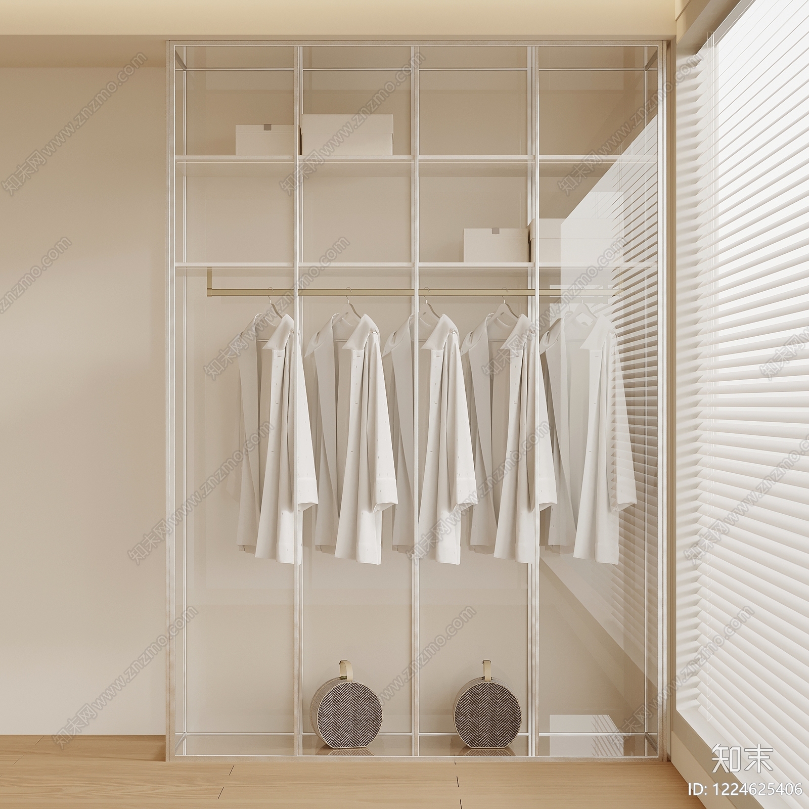 极简衣柜3D模型下载【ID:1224625406】