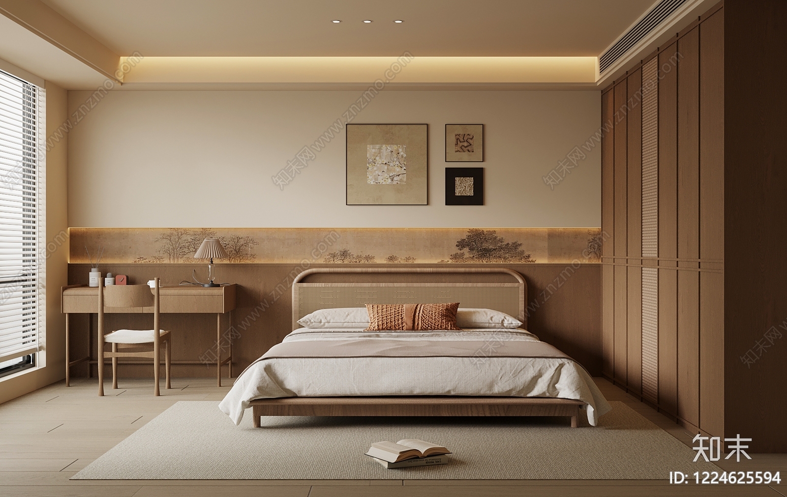 日式家居卧室SU模型下载【ID:1224625594】