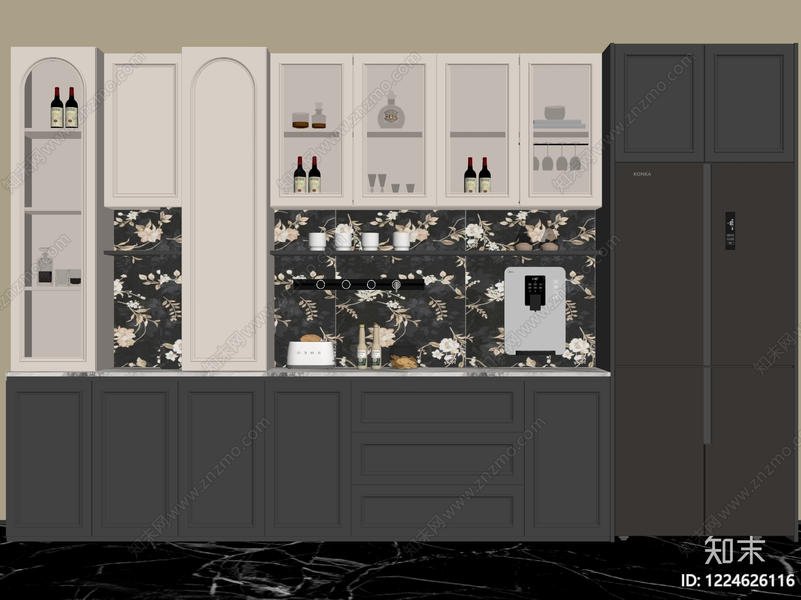 奶油风餐边柜3D模型下载【ID:1224626116】