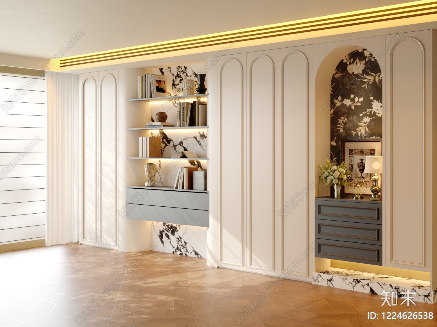轻奢沙发背景墙3D模型下载【ID:1224626538】