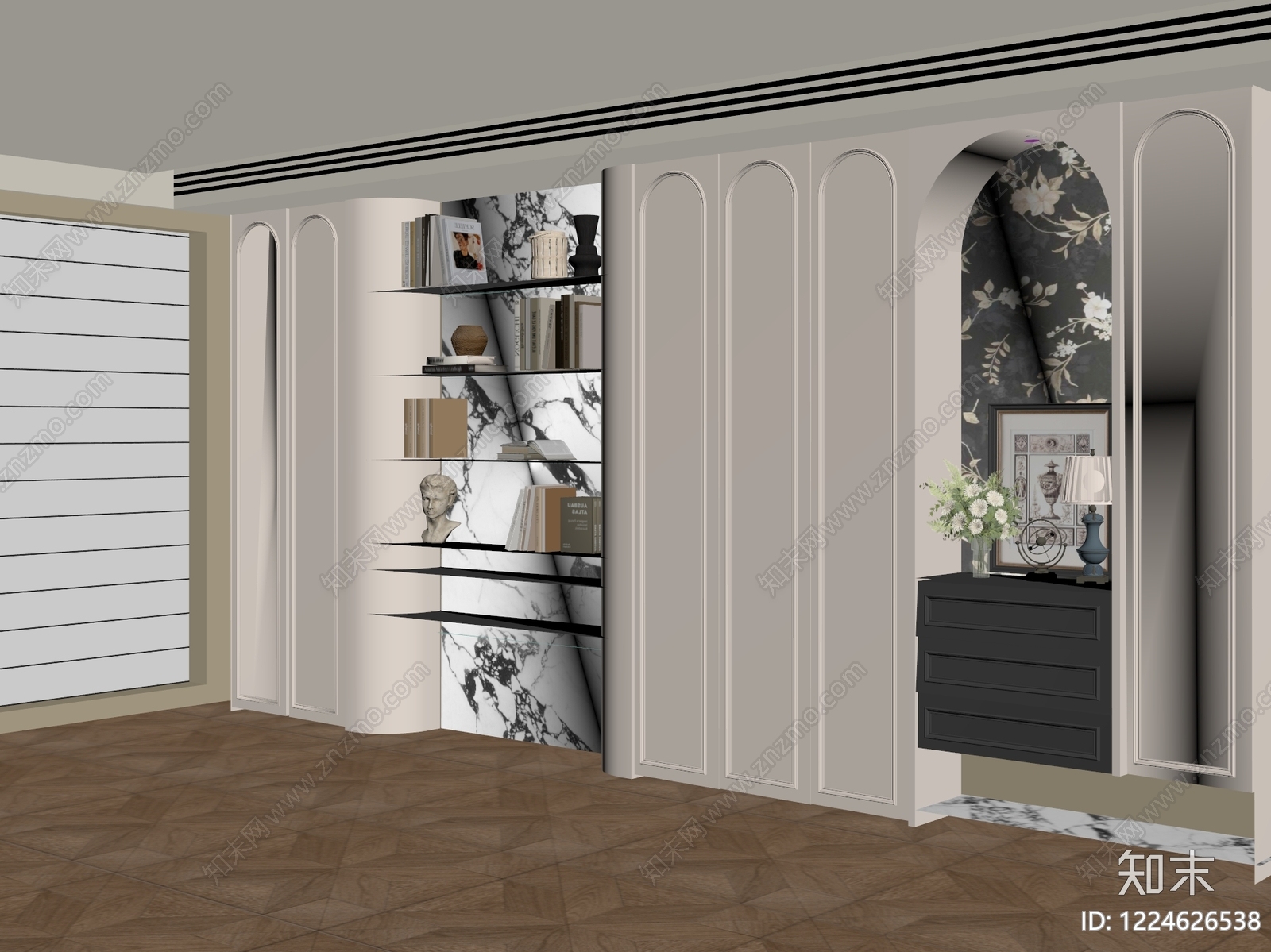 轻奢沙发背景墙3D模型下载【ID:1224626538】