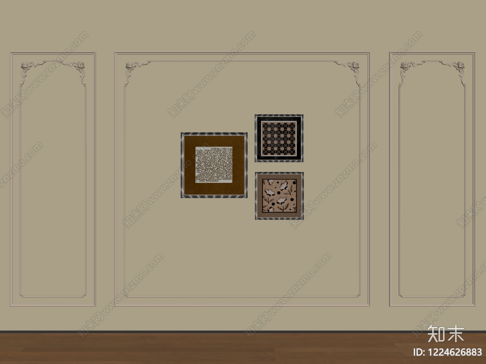 法式背景墙SU模型下载【ID:1224626883】