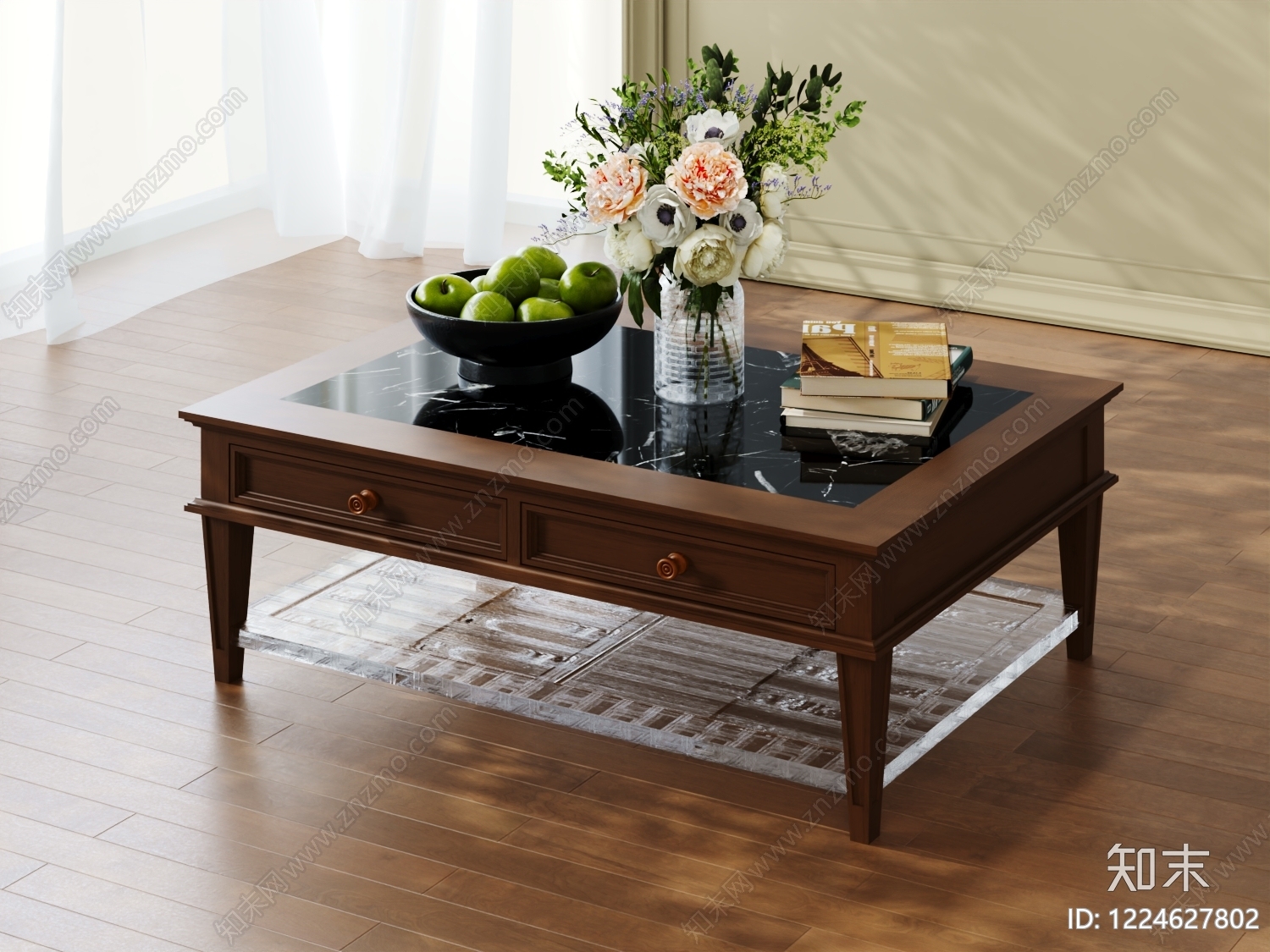 中古风茶几SU模型下载【ID:1224627802】