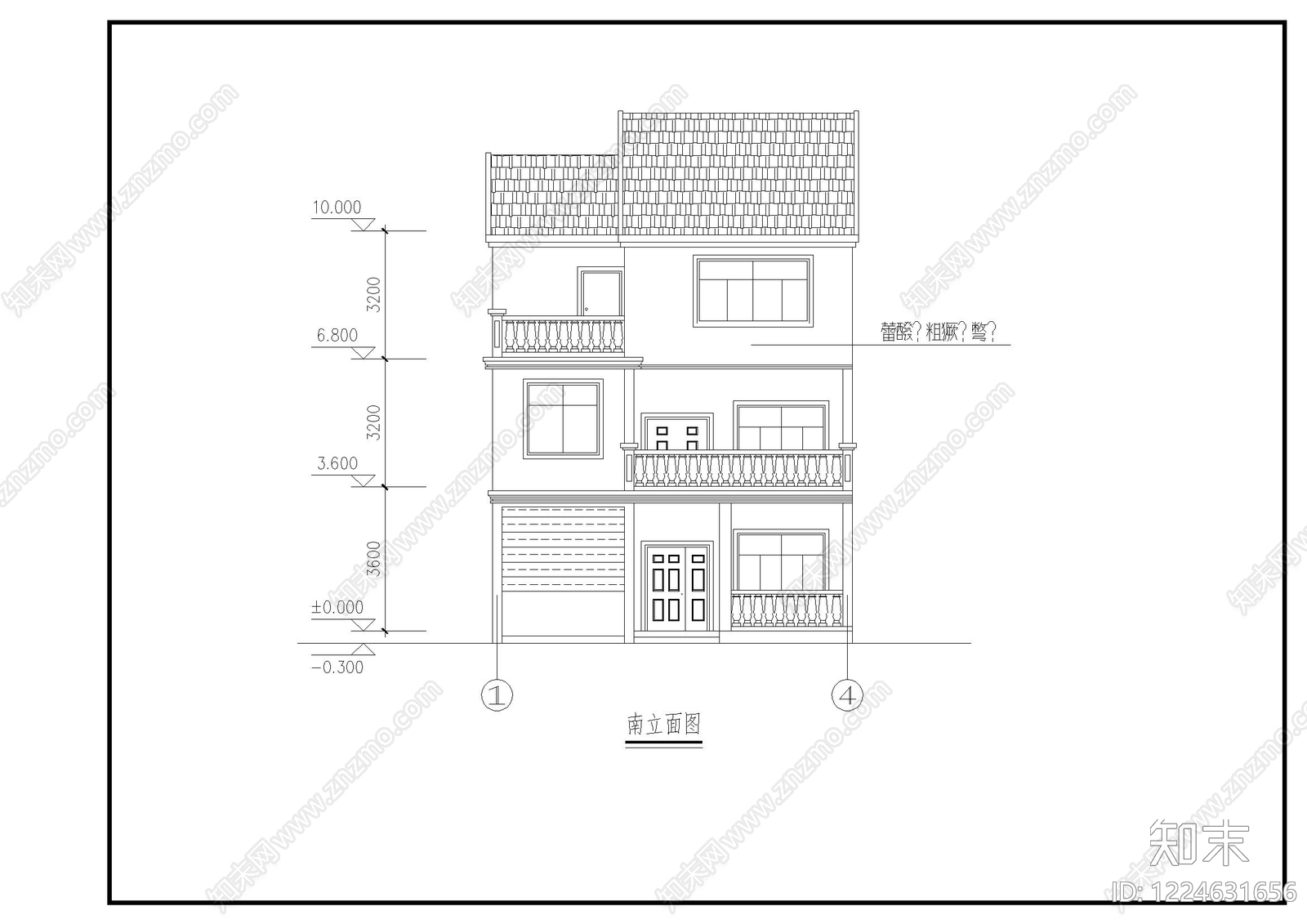 别墅建筑cad施工图下载【ID:1224631656】