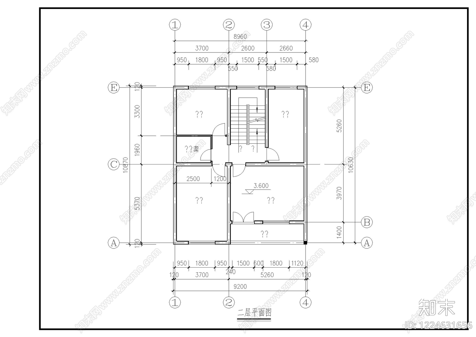别墅建筑cad施工图下载【ID:1224631656】
