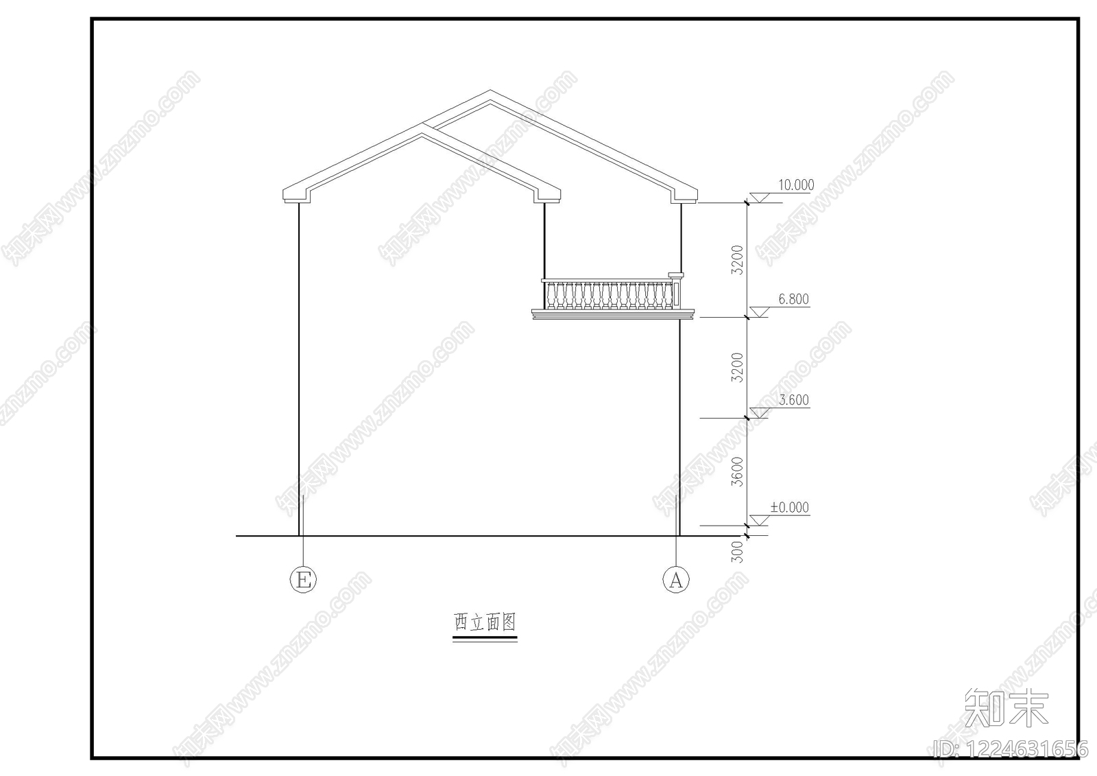 别墅建筑cad施工图下载【ID:1224631656】