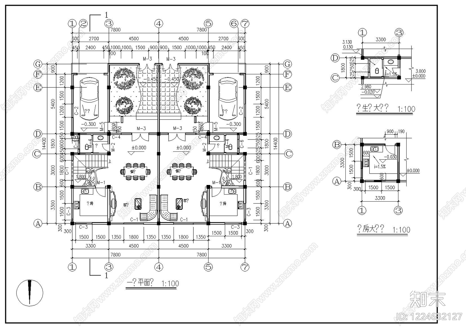 别墅建筑cad施工图下载【ID:1224632127】