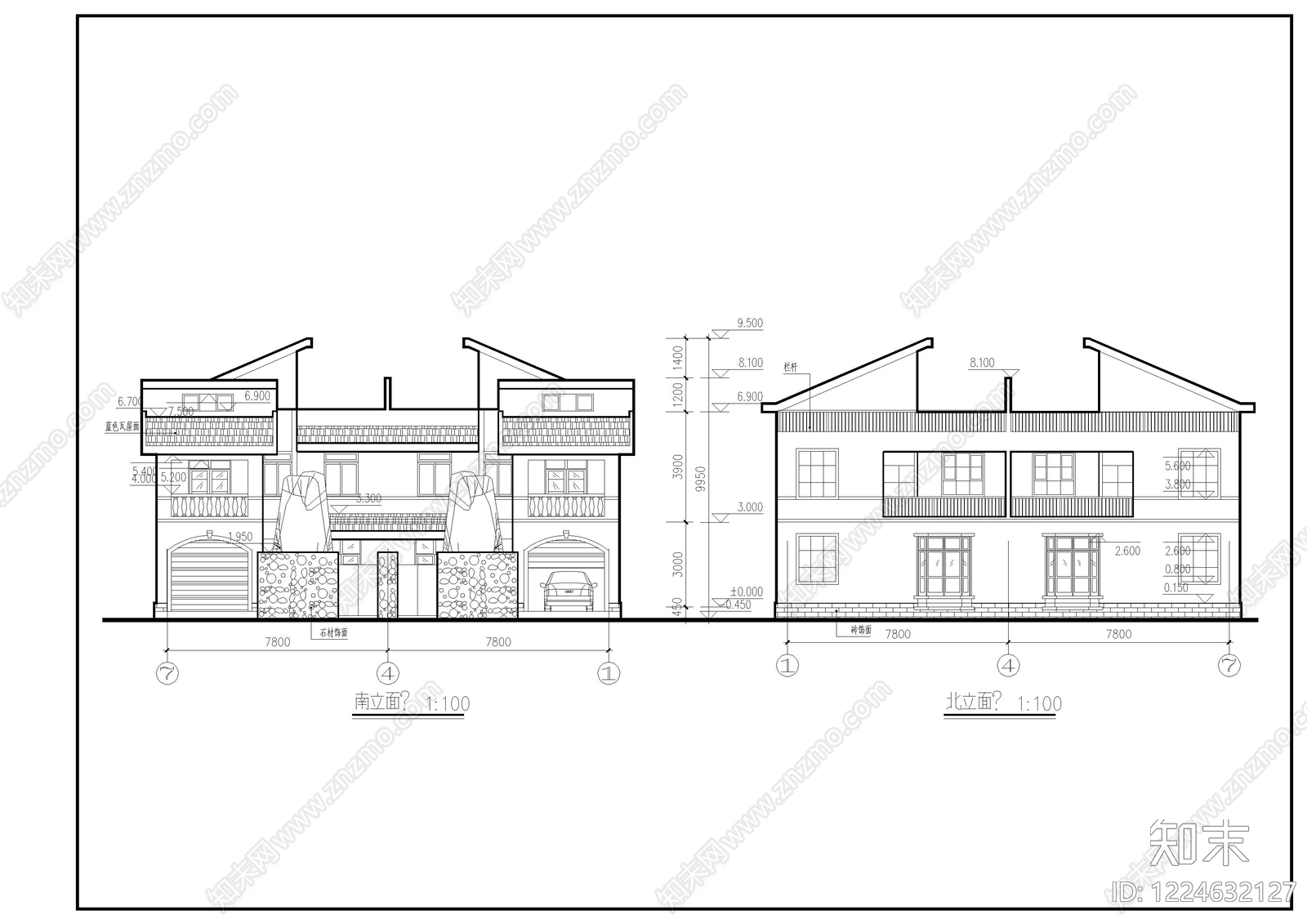 别墅建筑cad施工图下载【ID:1224632127】