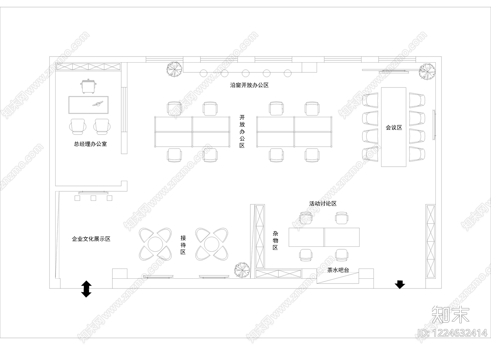 整体办公空间cad施工图下载【ID:1224632414】